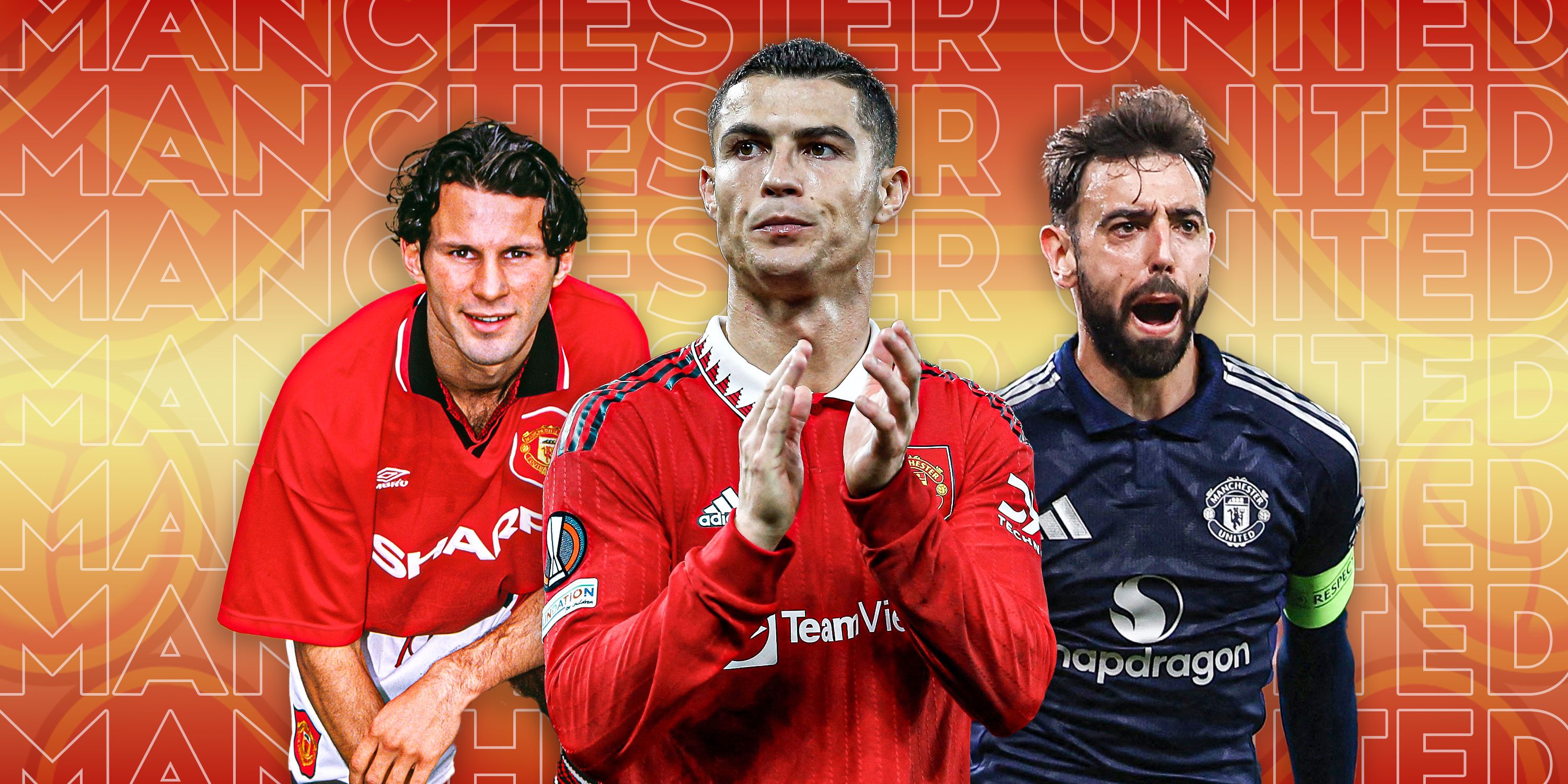 Man Utd's Bruno Fernandes, Cristiano Ronaldo and Ryan Giggs
