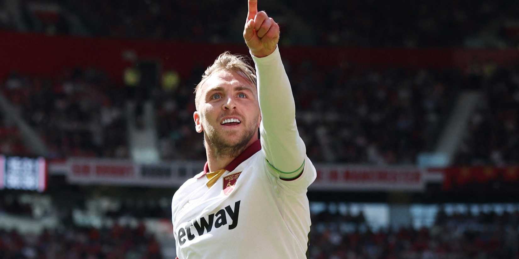 Jarrod Bowen celebrating after scoring against Manchester United