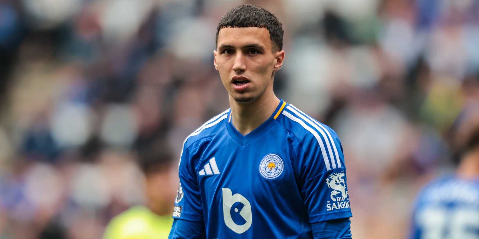Bilal El Khannouss in action for Leicester City