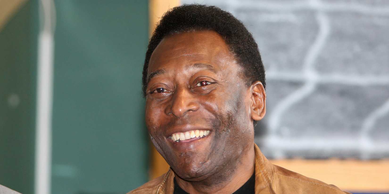 Pele during a press conference
