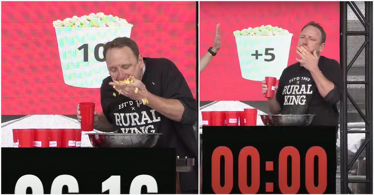 Joey Chestnut Breaking His Own Eating Record on Memorial Day