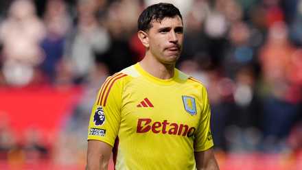 Emiliano Martinez after being sent off for Aston Villa against Manchester United