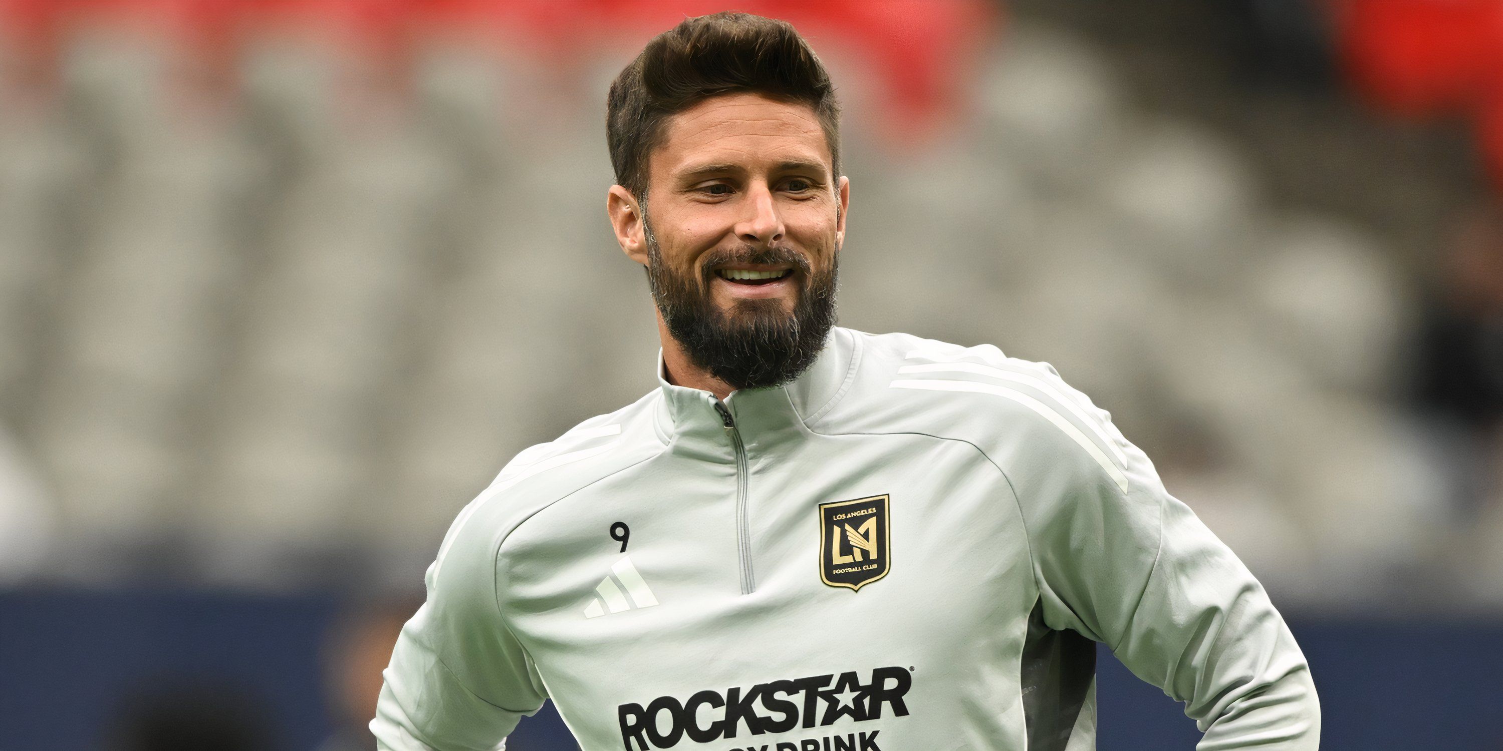 Olivier Giroud during a pre-match warm-up with LAFC