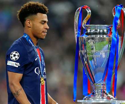 desire doue champions league trophy