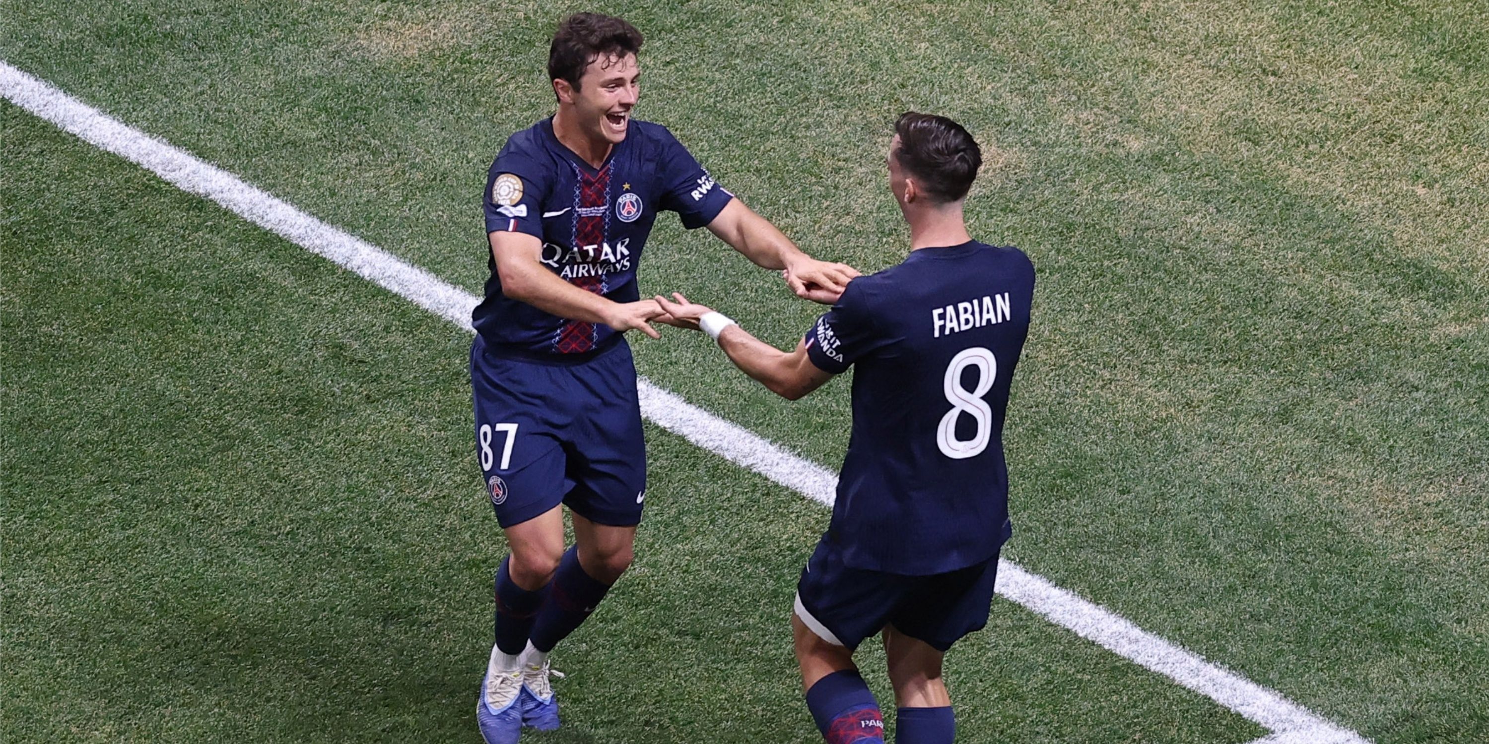 Joao Neves and Fabian Ruiz celebrating in the Club World Cup