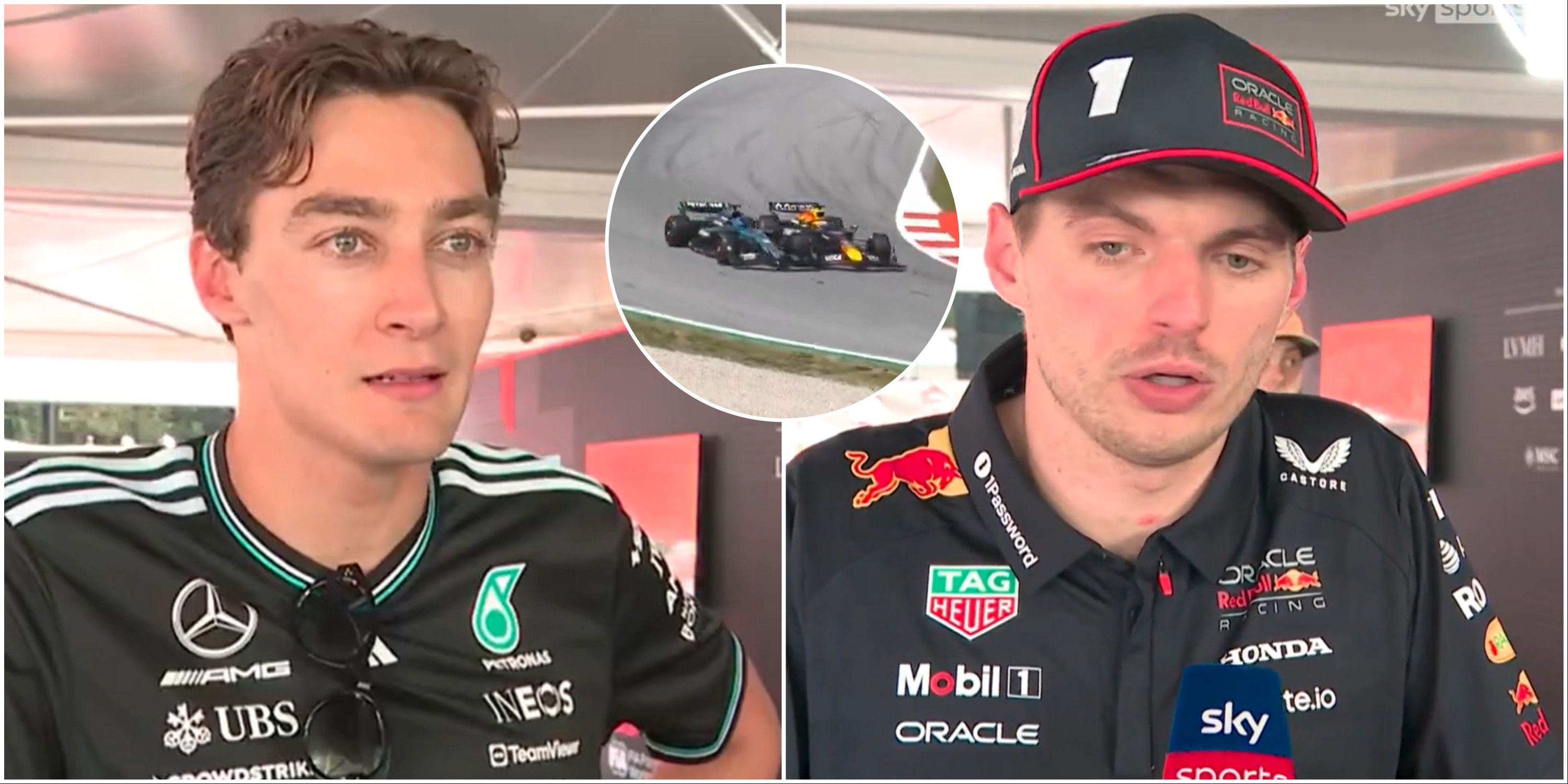 George Russell Reacts to Max Verstappen Driving Straight Into Him During Spanish GP
