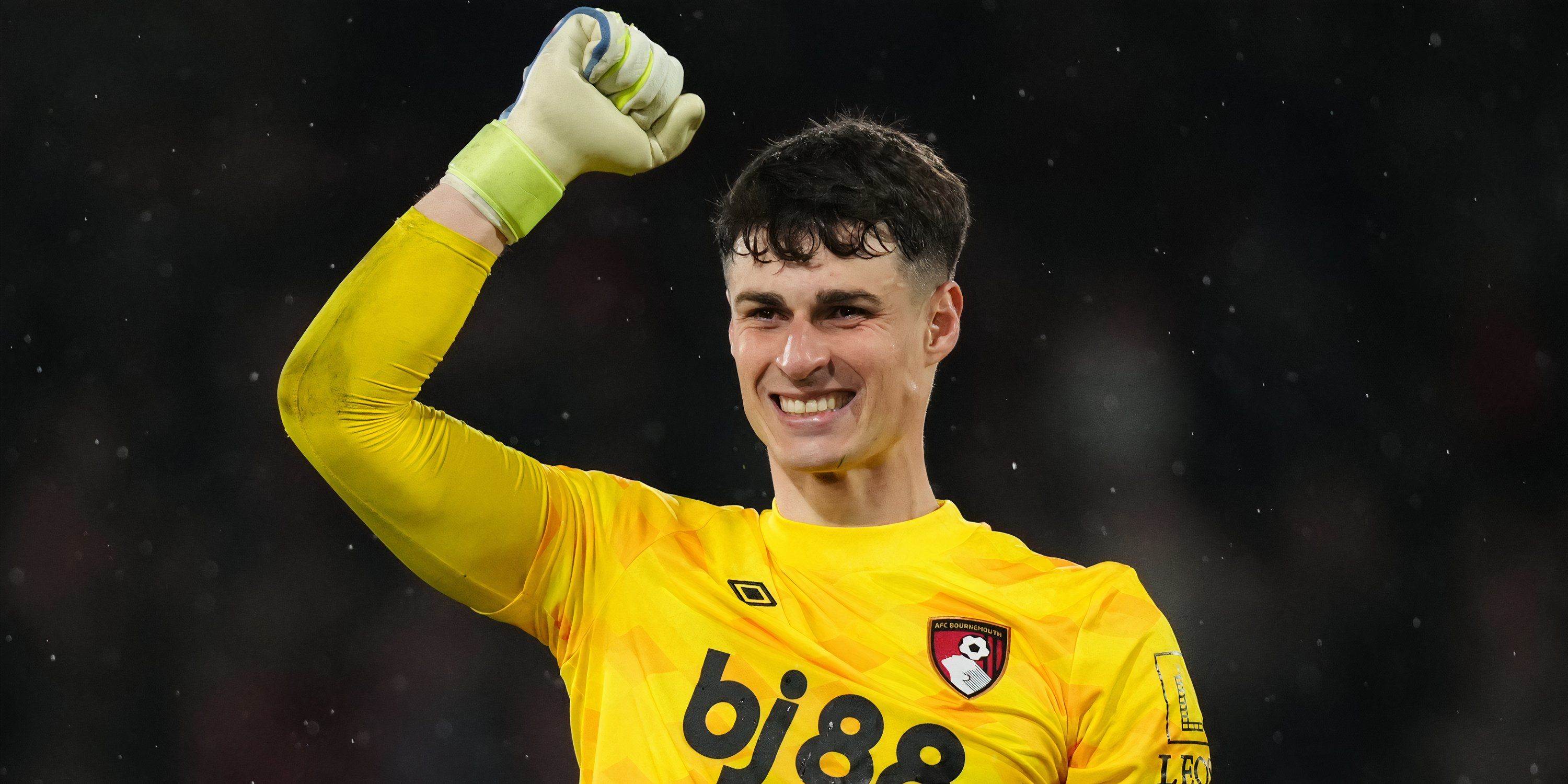 Kepa Arrizabalaga celebrating after a Bournemouth win