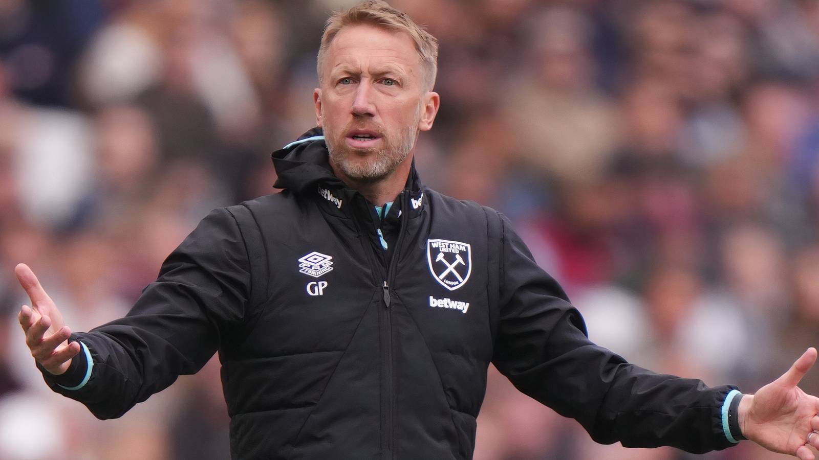 West Ham United head coach Graham Potter on the touchline