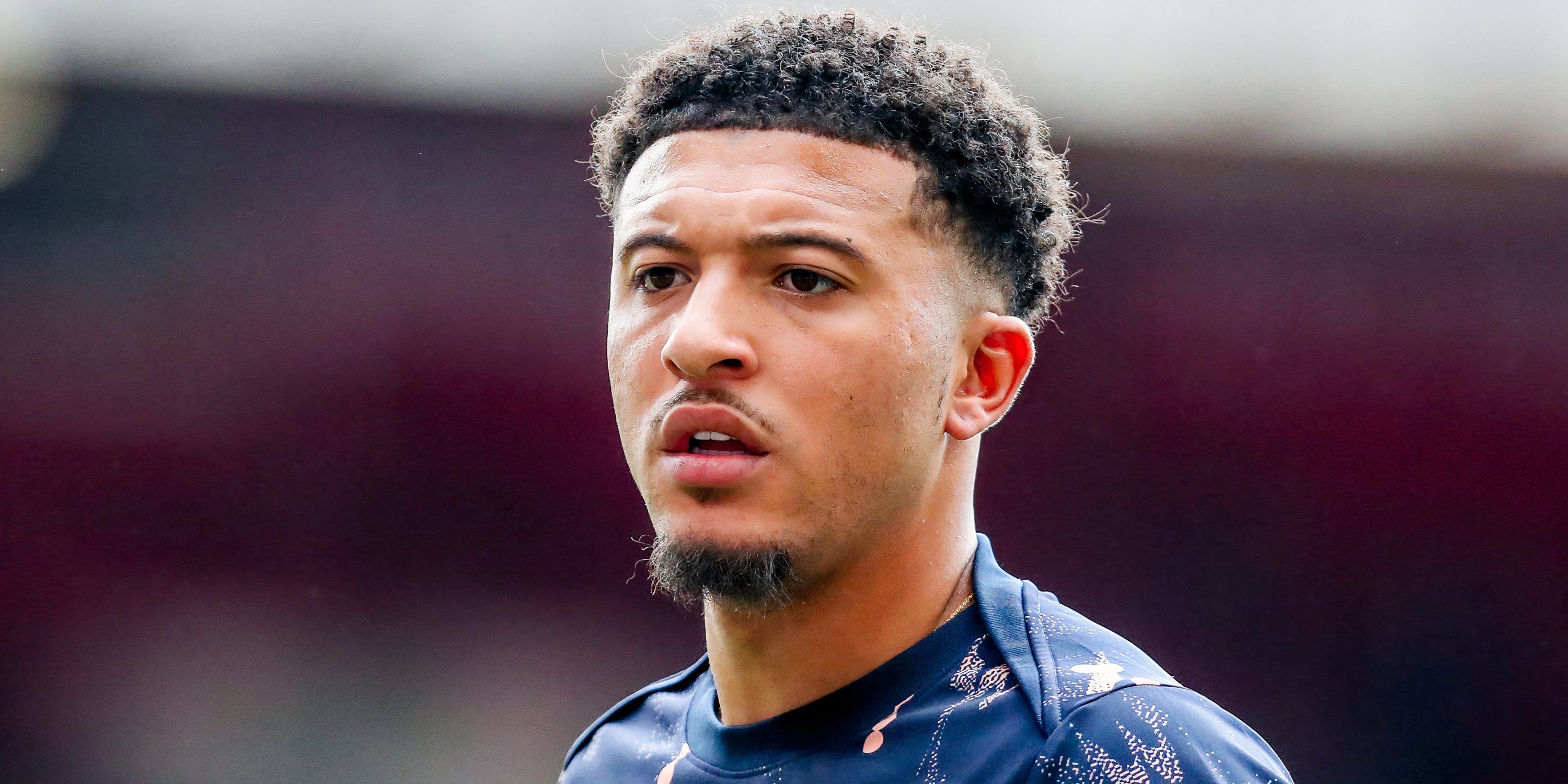 Jadon Sancho during a pre-match warm-up with Chelsea
