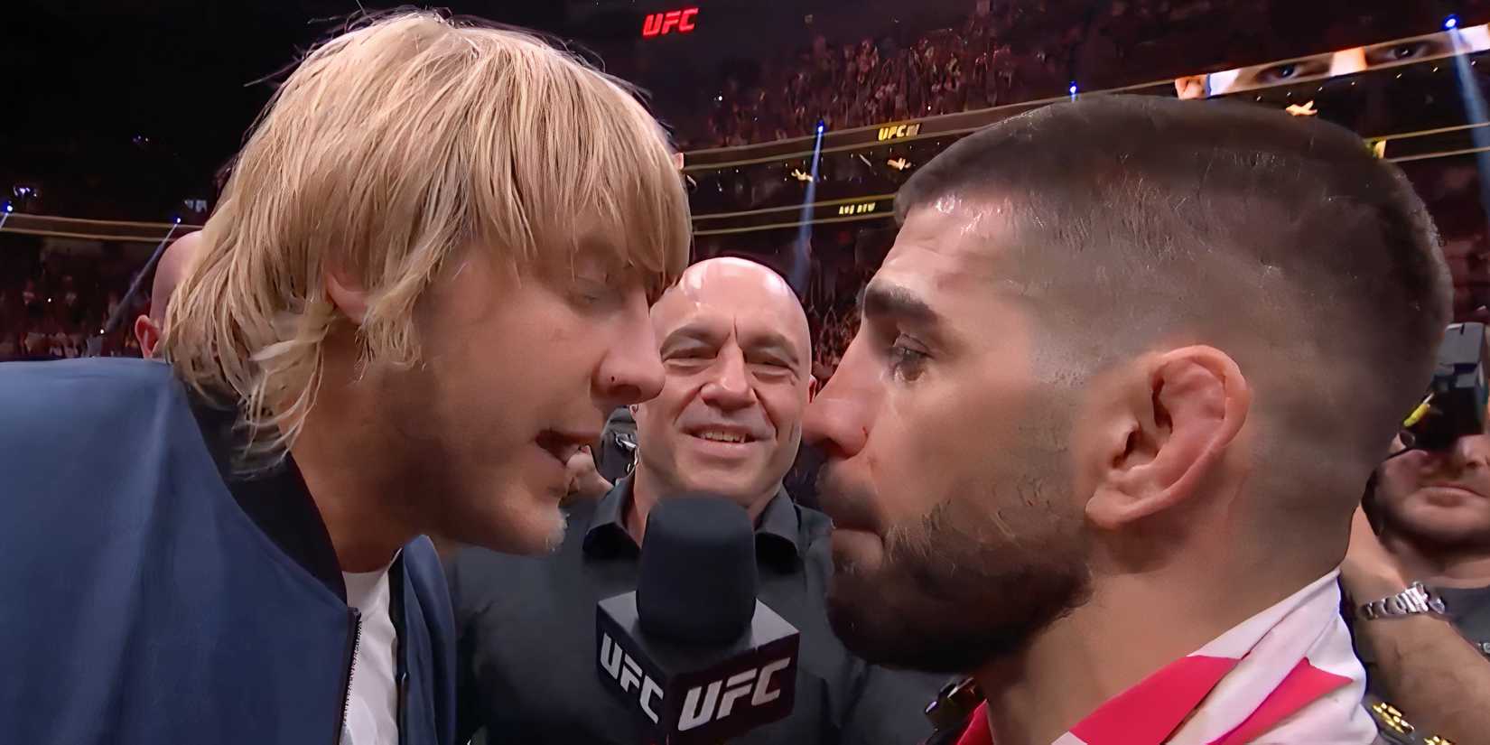 Ilia Topuria shoves Paddy Pimblett after intense face-off following huge win at UFC 317