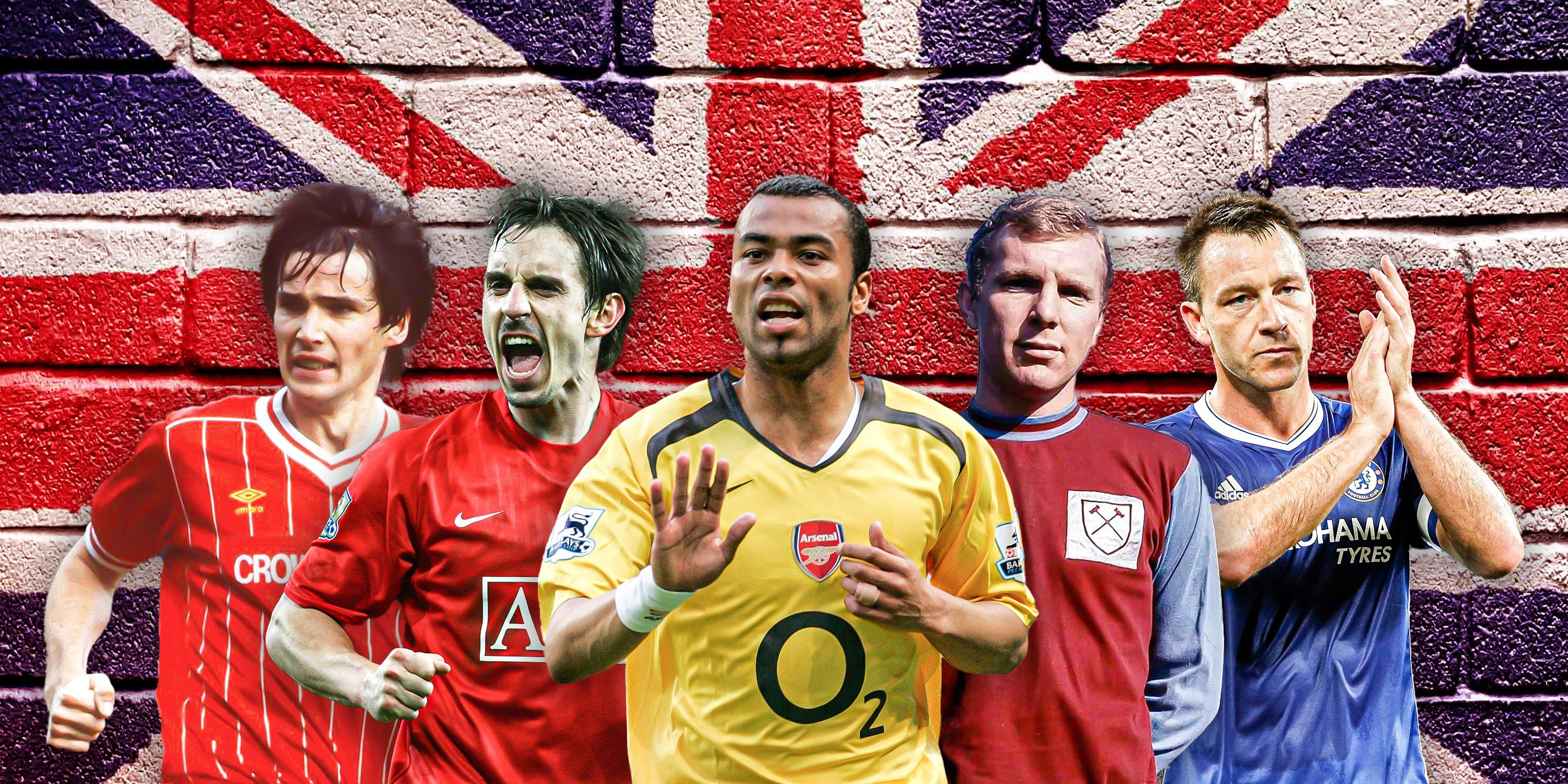 Ashley Cole, Alan Hansen, John Terry, Bobby Moore and Gary Neville 
