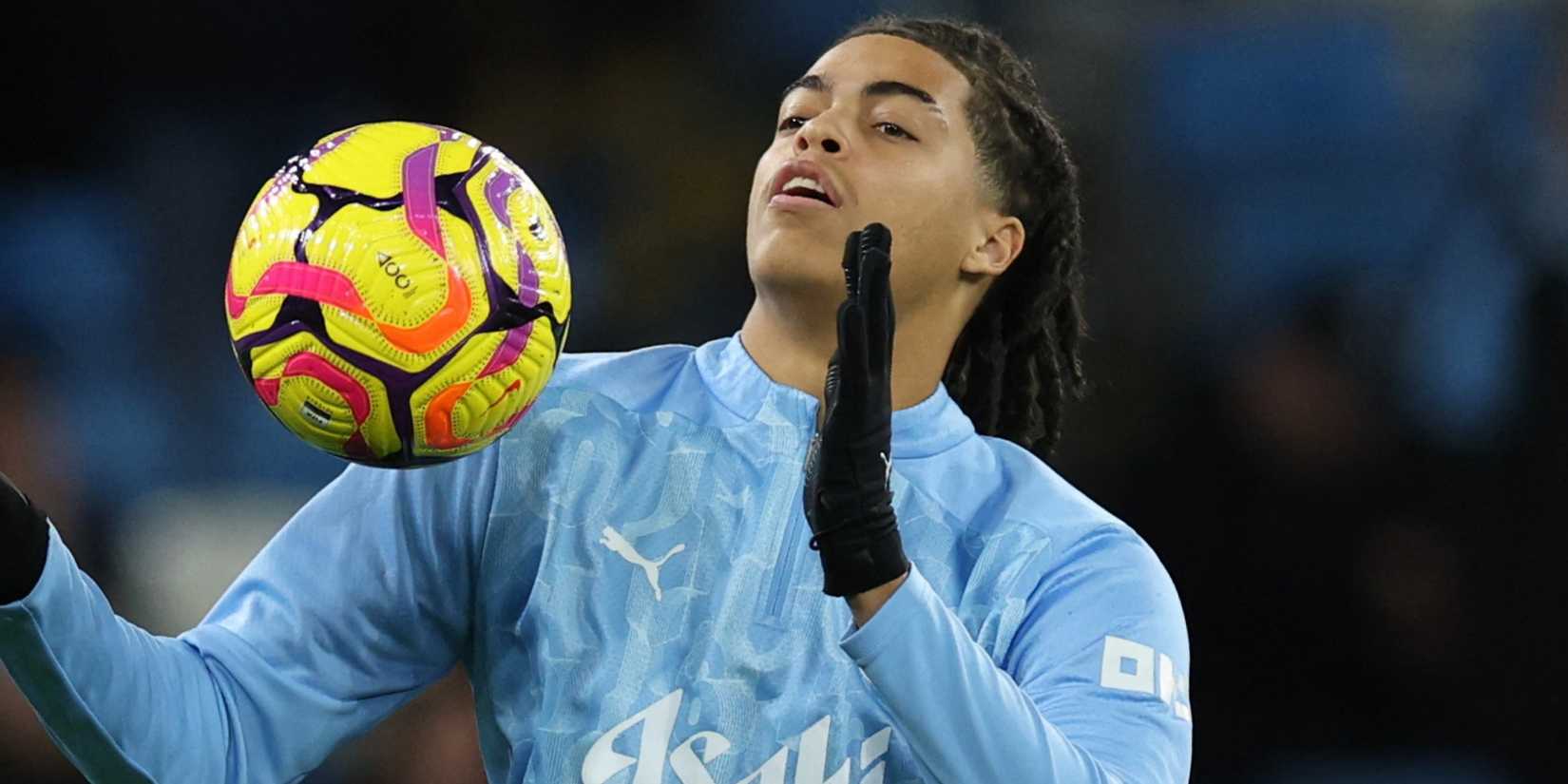 Jahmai Simpson-Pusey in action for Man City