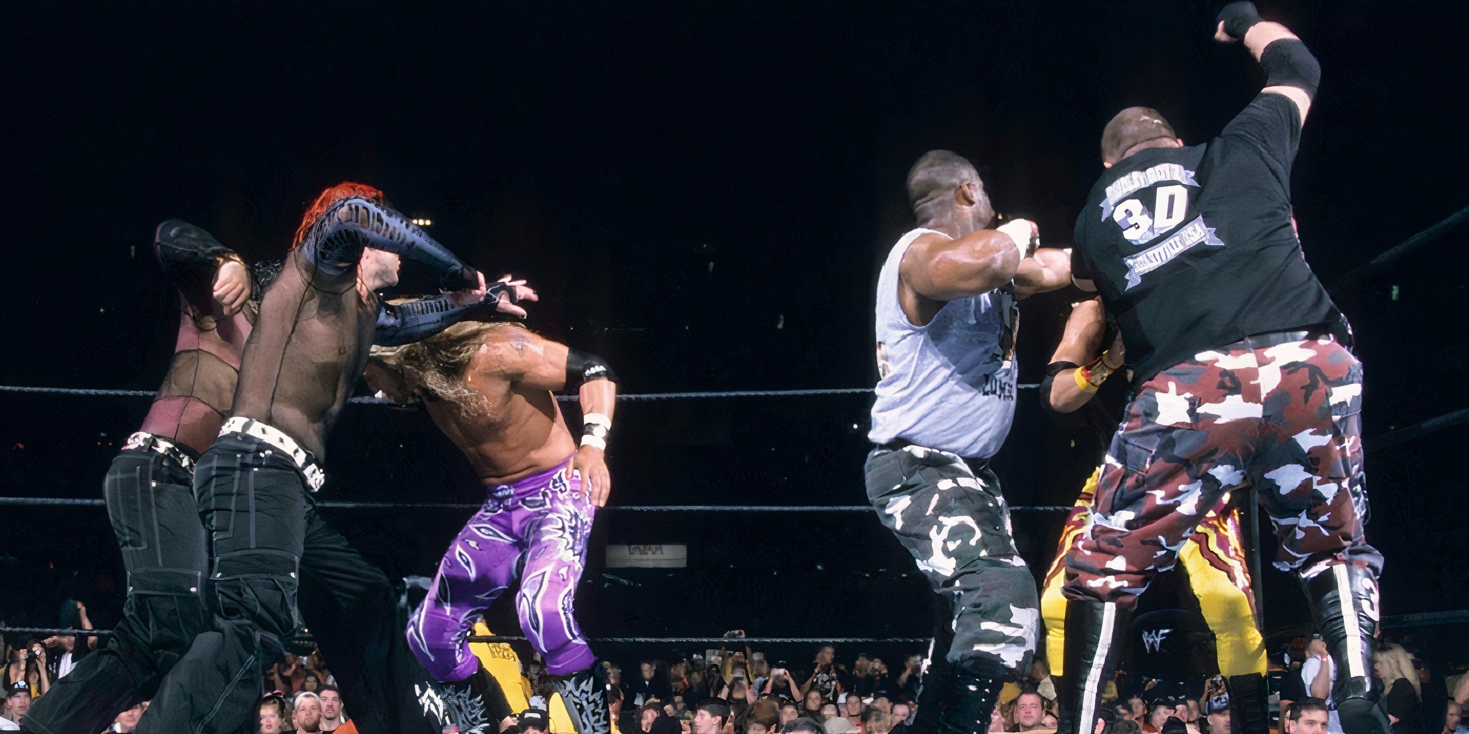 The Dudley Boyz vs The Hardy Boyz vs Edge and Christian