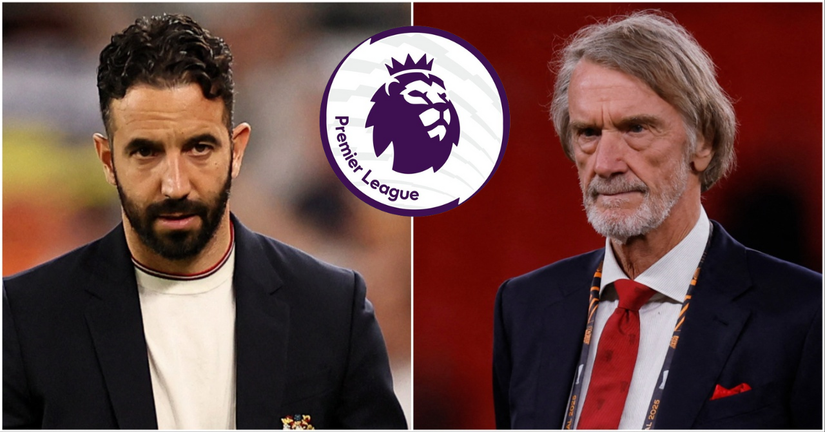 Ruben Amorim and Sir Jim Ratcliffe looked worried