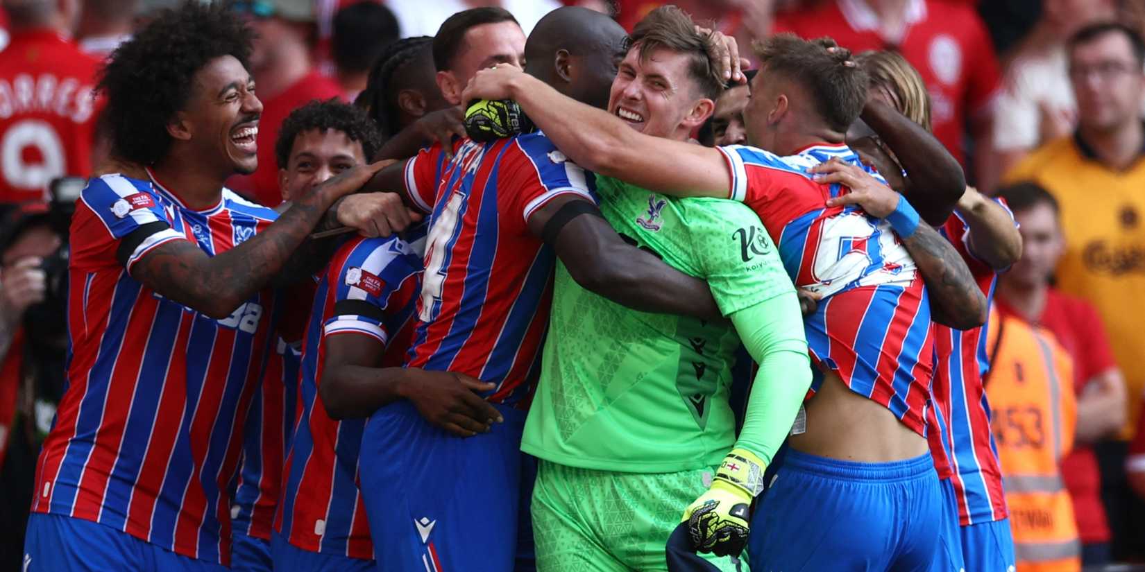 Crystal Palace players celebrating after defeating Liverpool