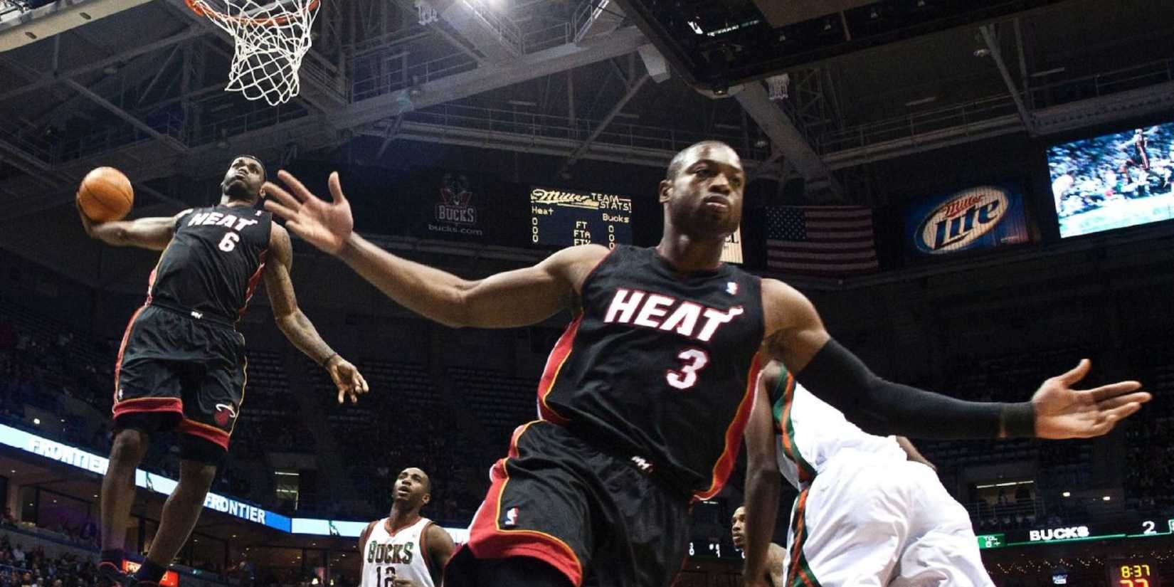 LeBron James Dwyane Wade lob Miami Heat