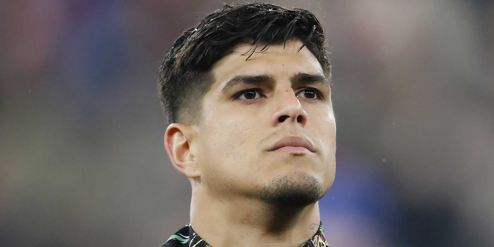 Piero Hincapie during the Ecuador national anthem