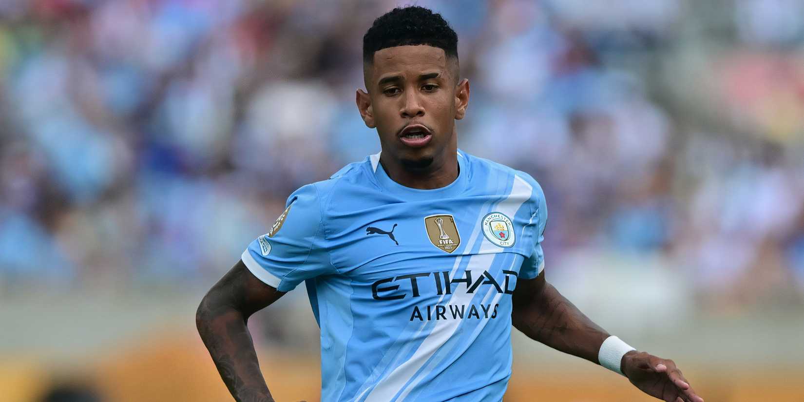 Savinho in action for Manchester City