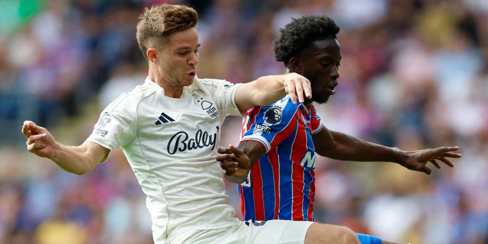 Crystal Palace's Romain Esse in action with Nottingham Forest's James McAtee