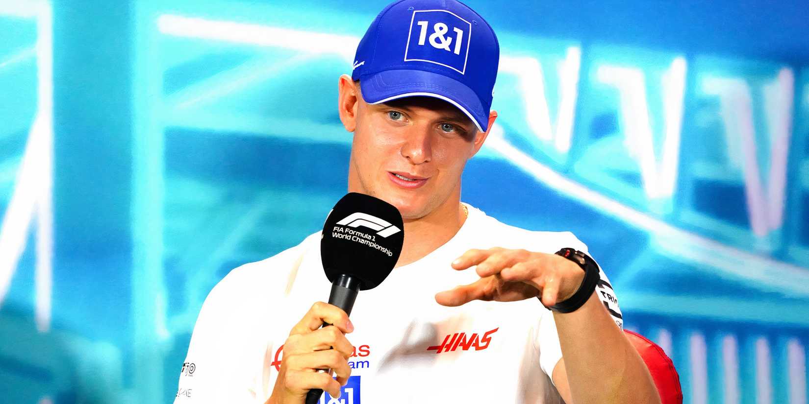 Mick Schumacher at a press conference