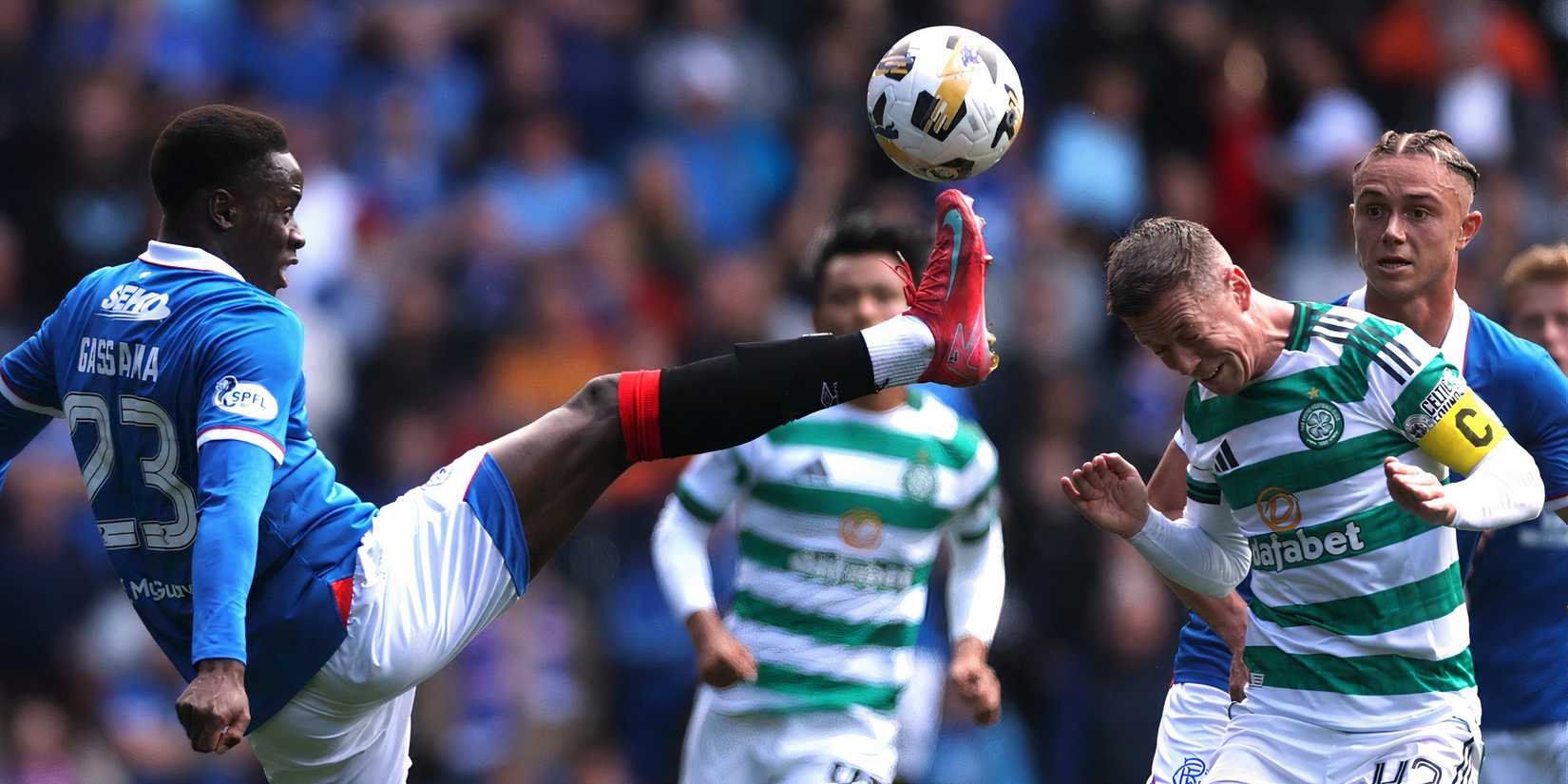 Rangers' Djeidi Gassama in action with Celtic's Callum McGregor