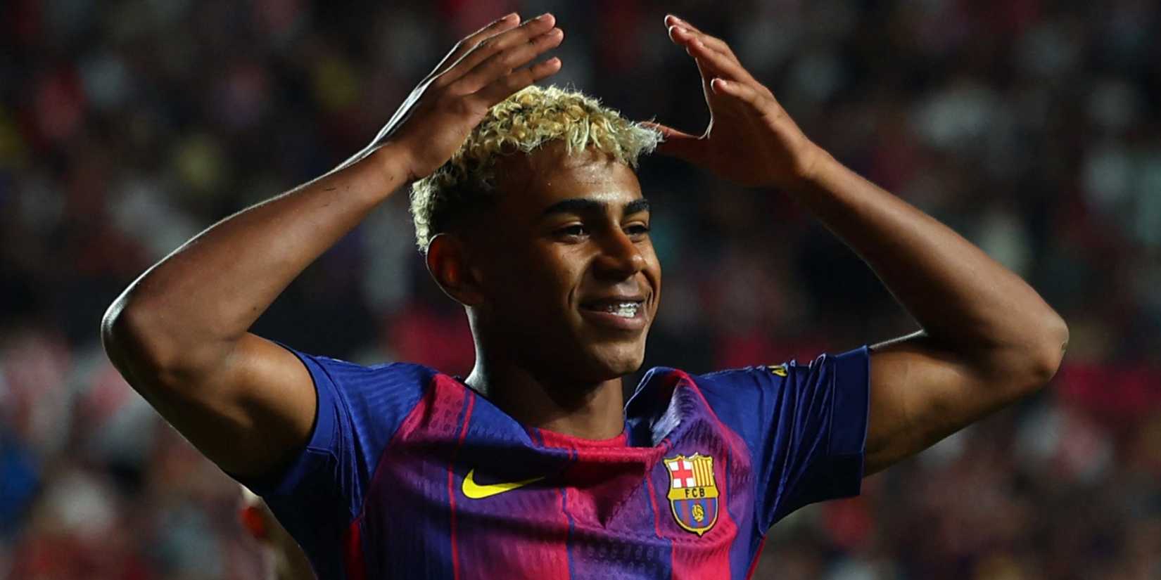 FC Barcelona's Lamine Yamal celebrates