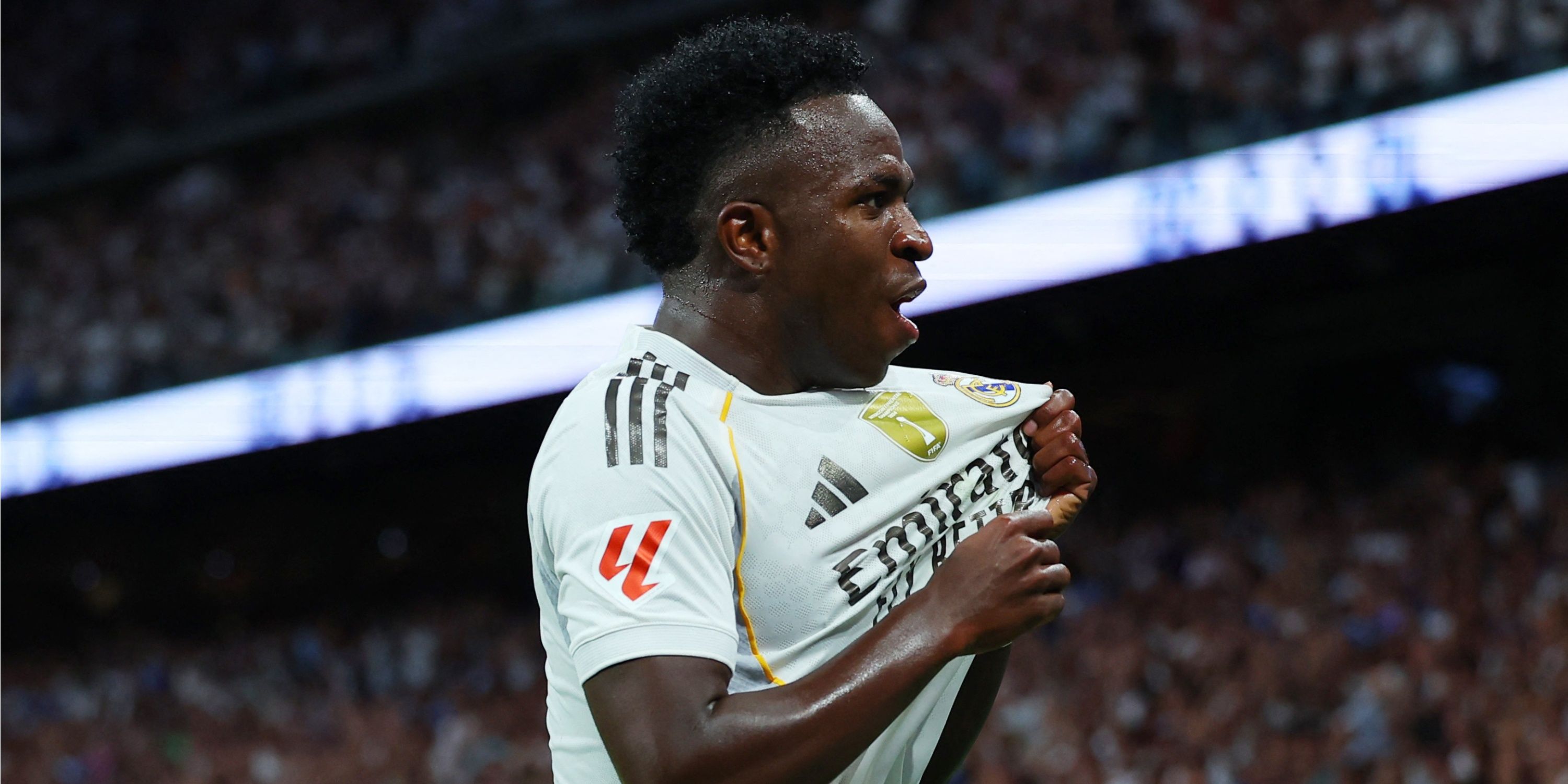 Vinicius Junior celebrating after scoring against Mallorca