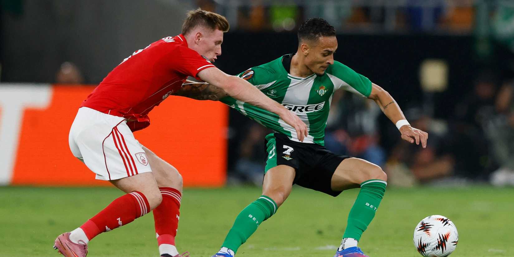 Antony and Elliot Anderson battling in the Europa League