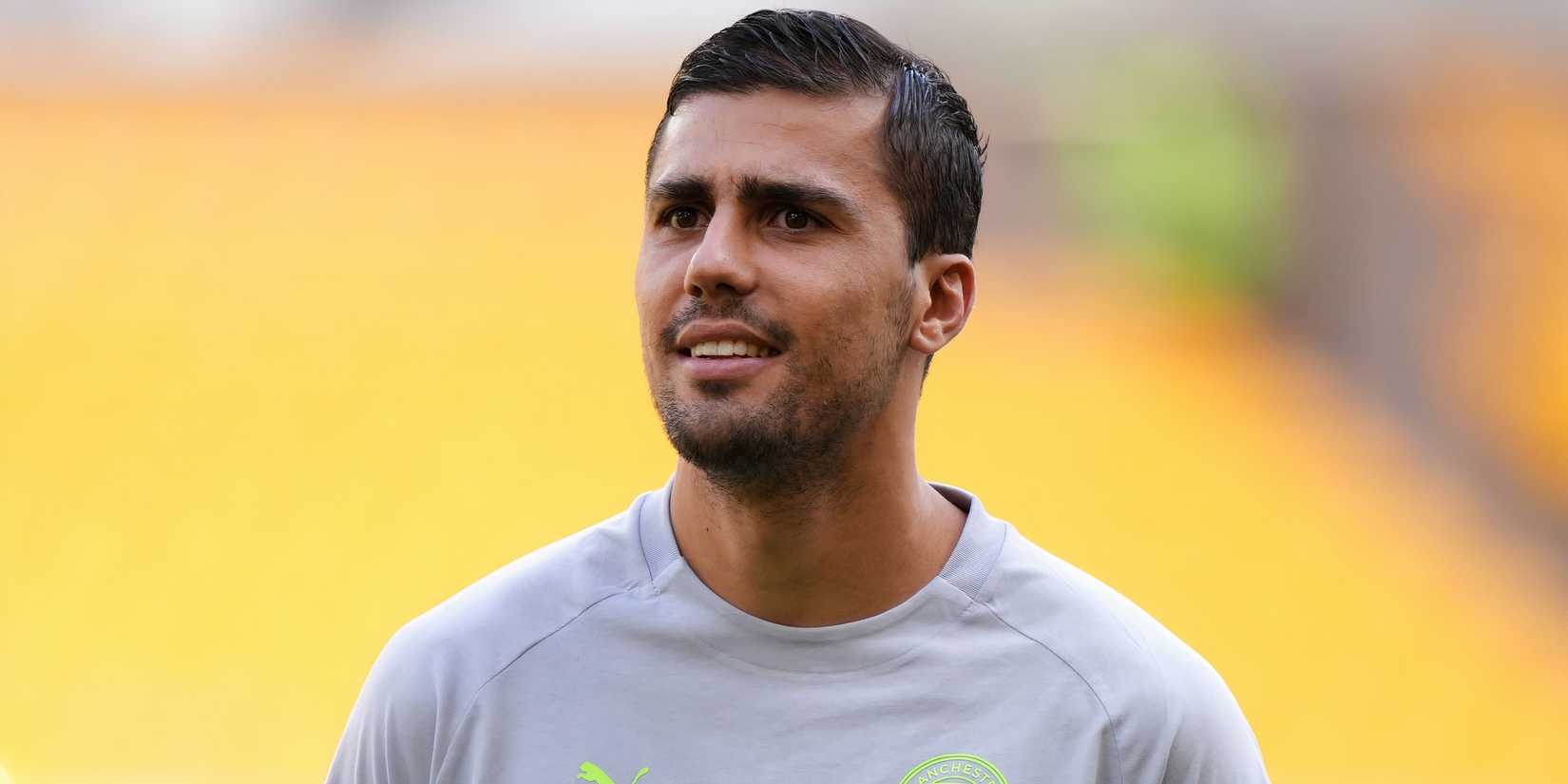 Rodri during a pre-match warm-up with Manchester City