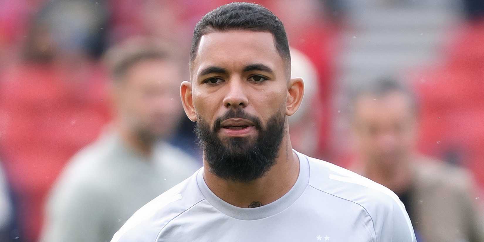 Douglas Luiz during a pre-match warm-up with Nottingham Forest