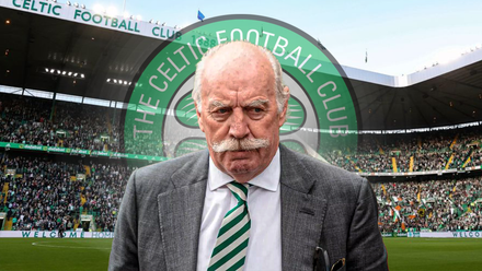 Celtic majority shareholder Dermot Desmond in front of Parkhead