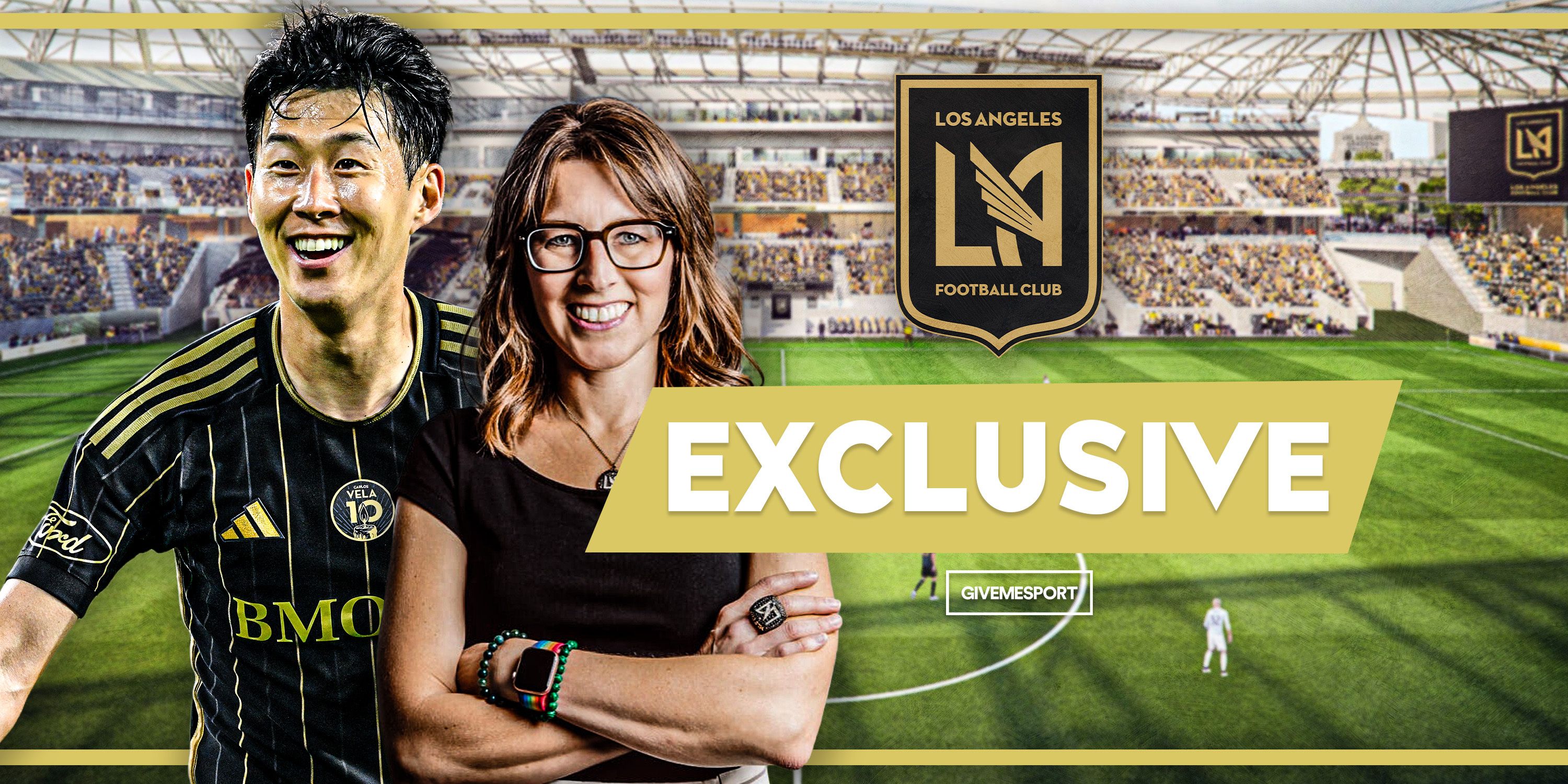 LAFC wide forward Heung-min Son and chief business officer Stacy Johns