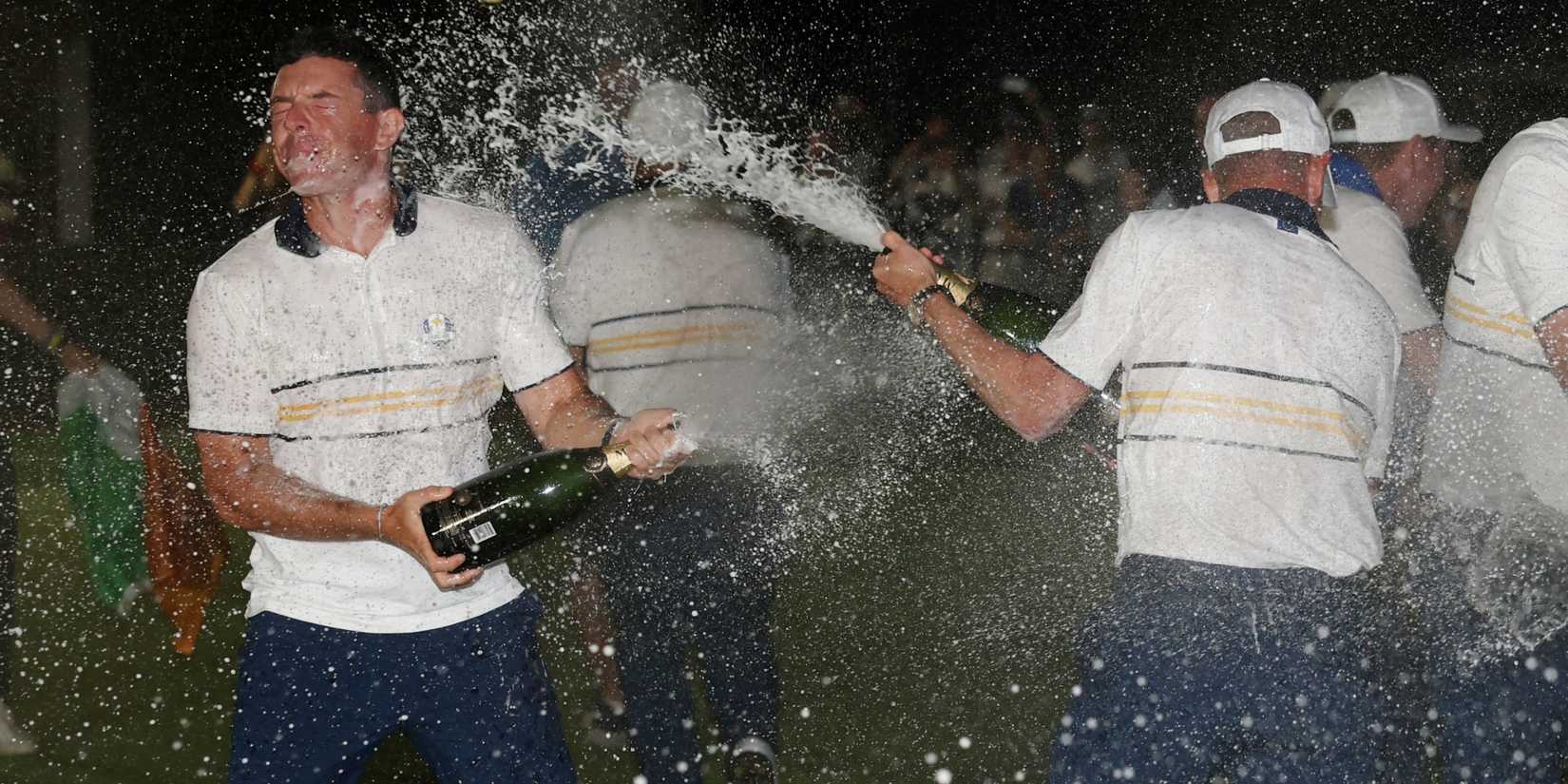 Rory McIlroy and Shane Lowry celebrating