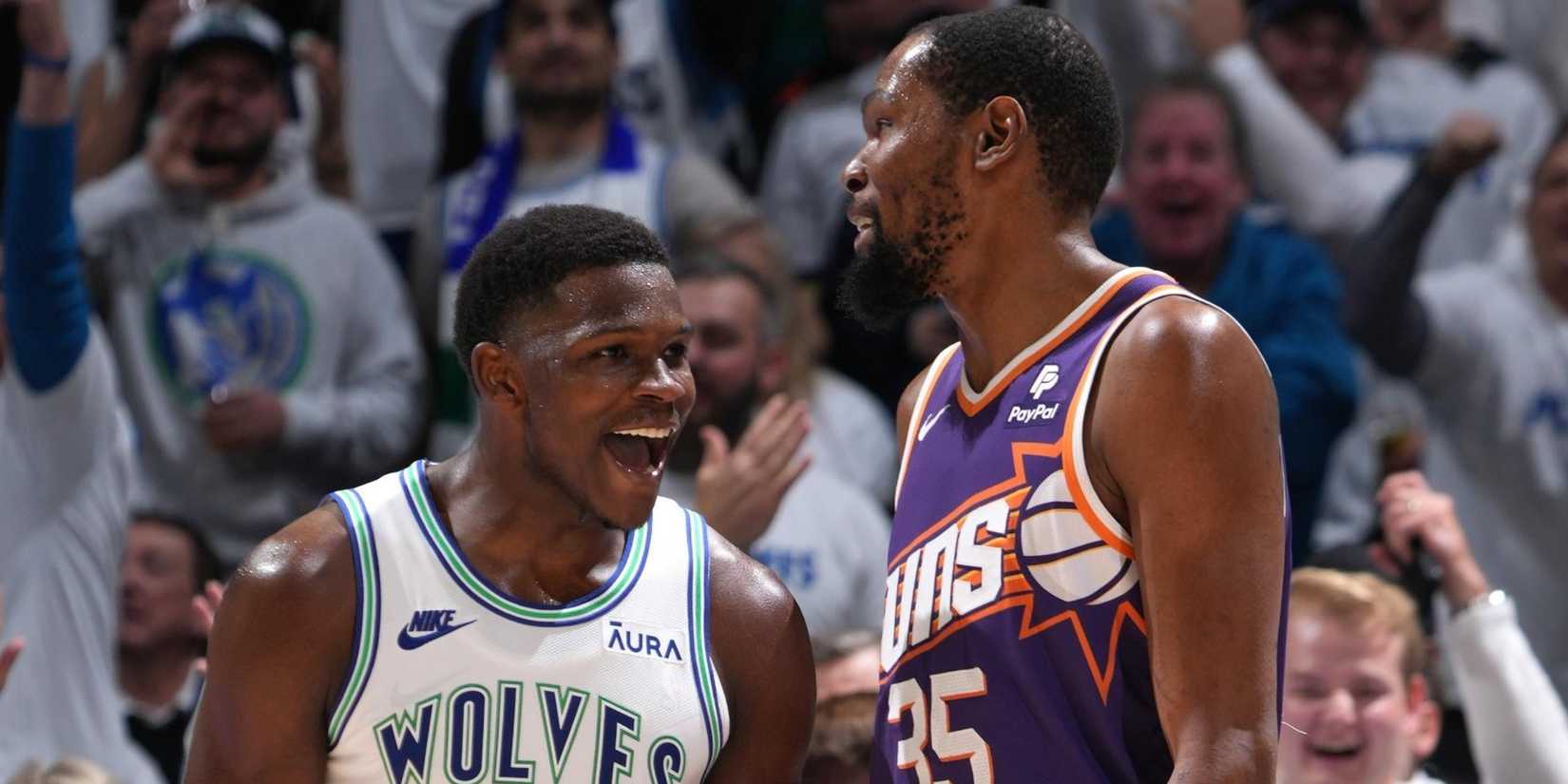 Anthony Edwards and Kevin Durant