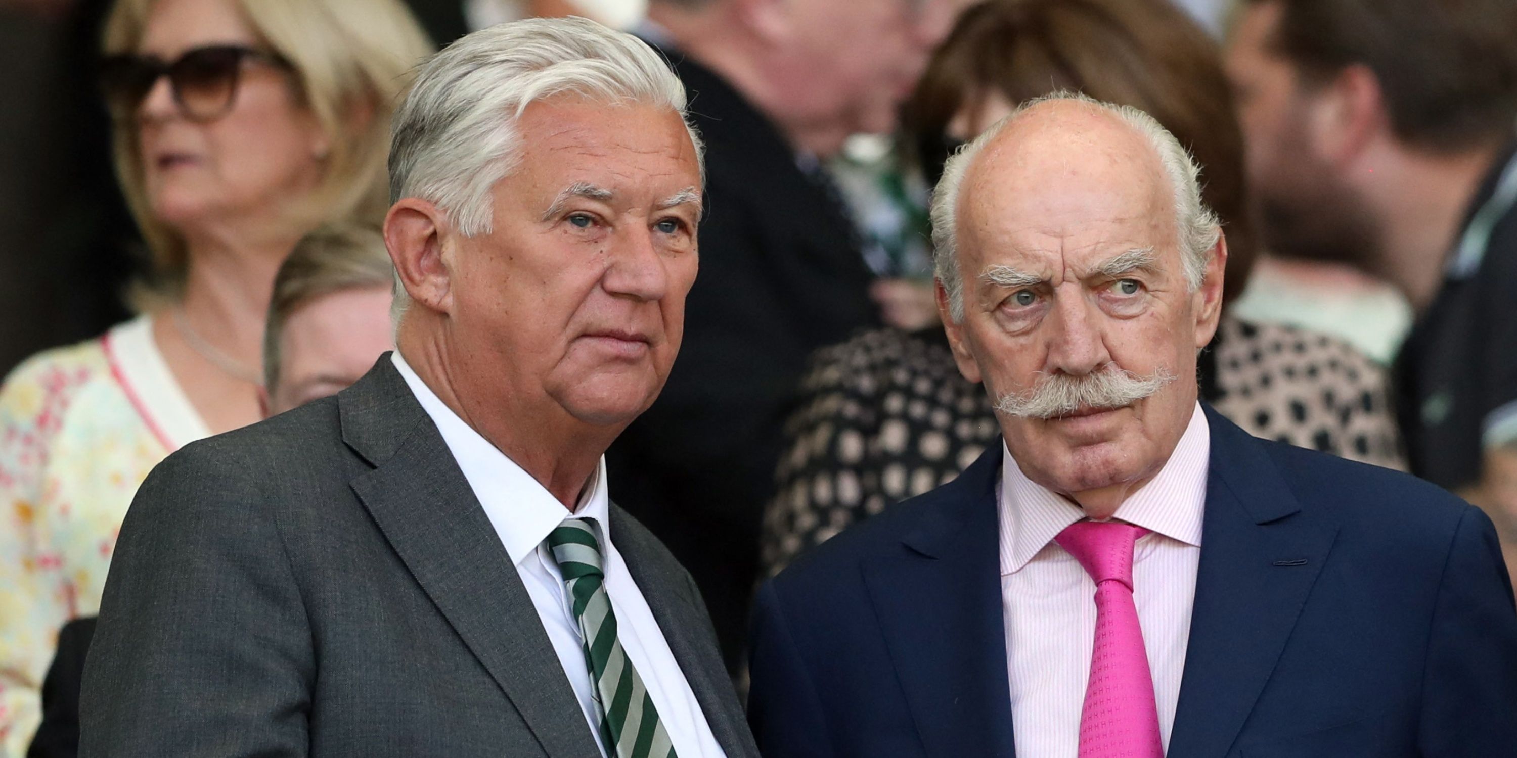 Celtic chairman Peter Lawwell and owner Dermot Desmond watching on from the stands