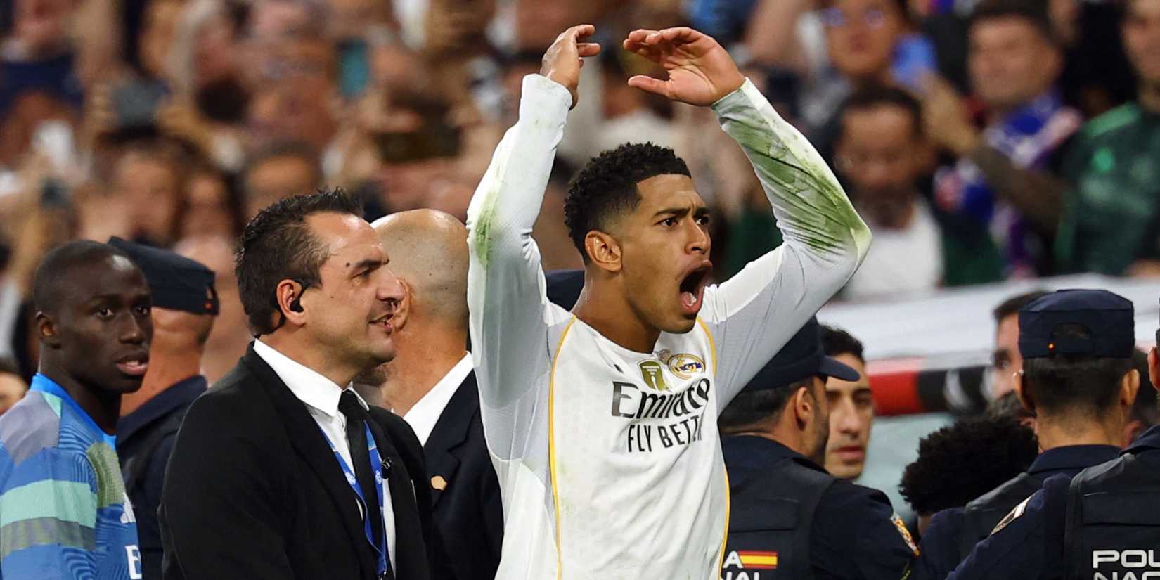 Real Madrid's Jude Bellingham celebrates after the match