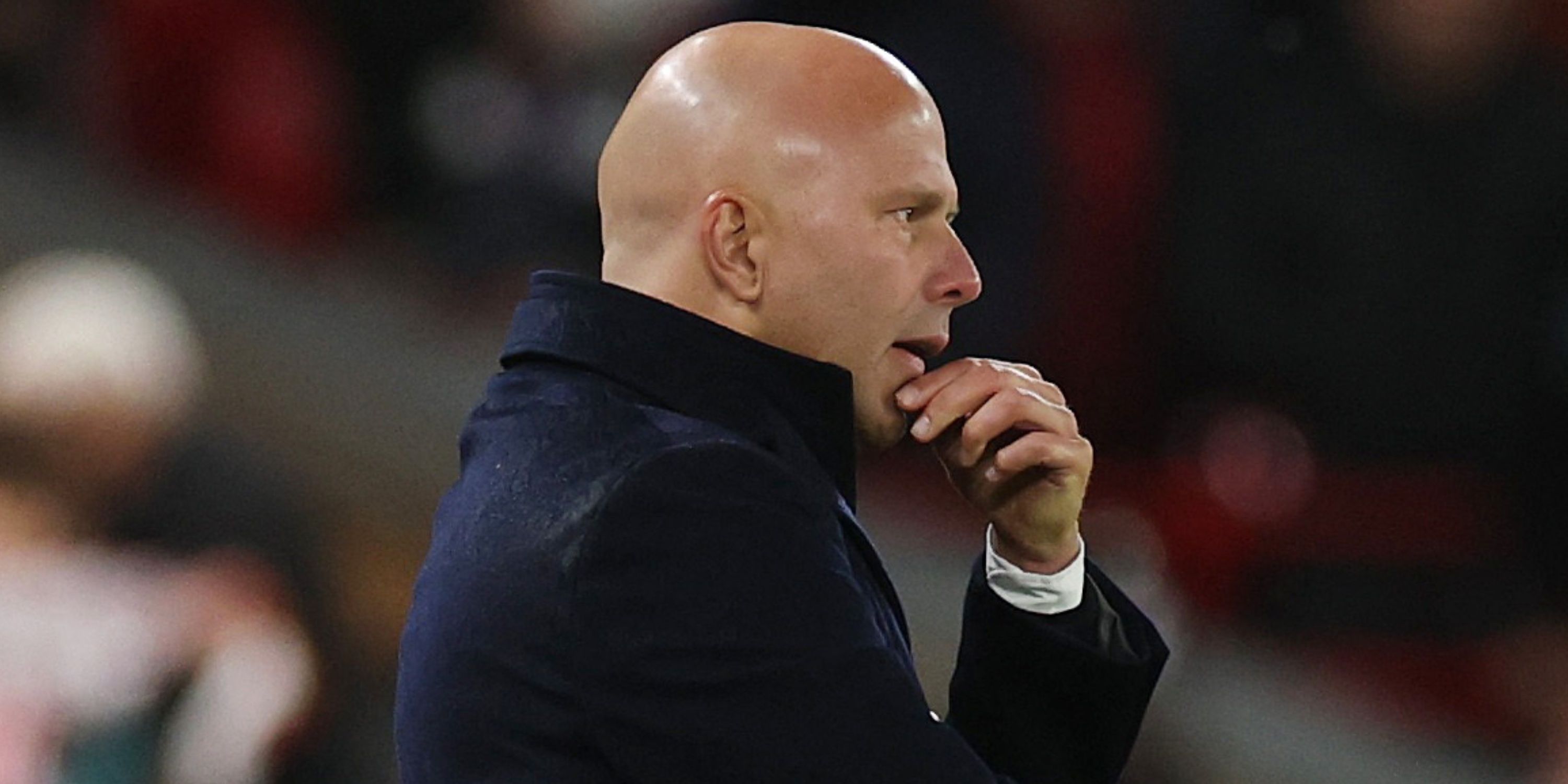 Liverpool manager Arne Slot looks dejected against Crystal Palace.