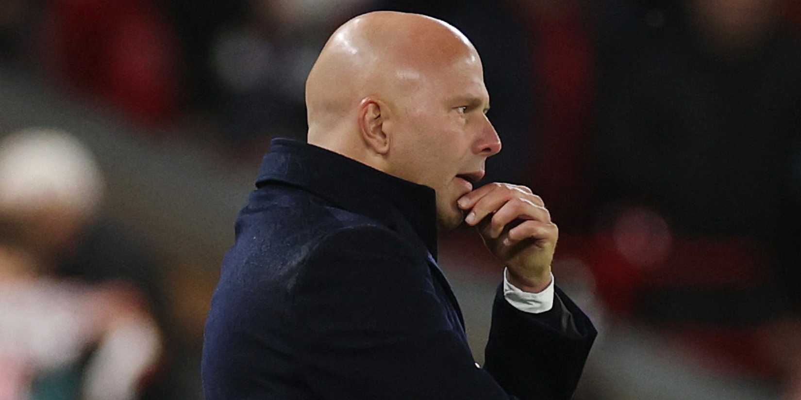 Liverpool manager Arne Slot looks dejected against Crystal Palace.