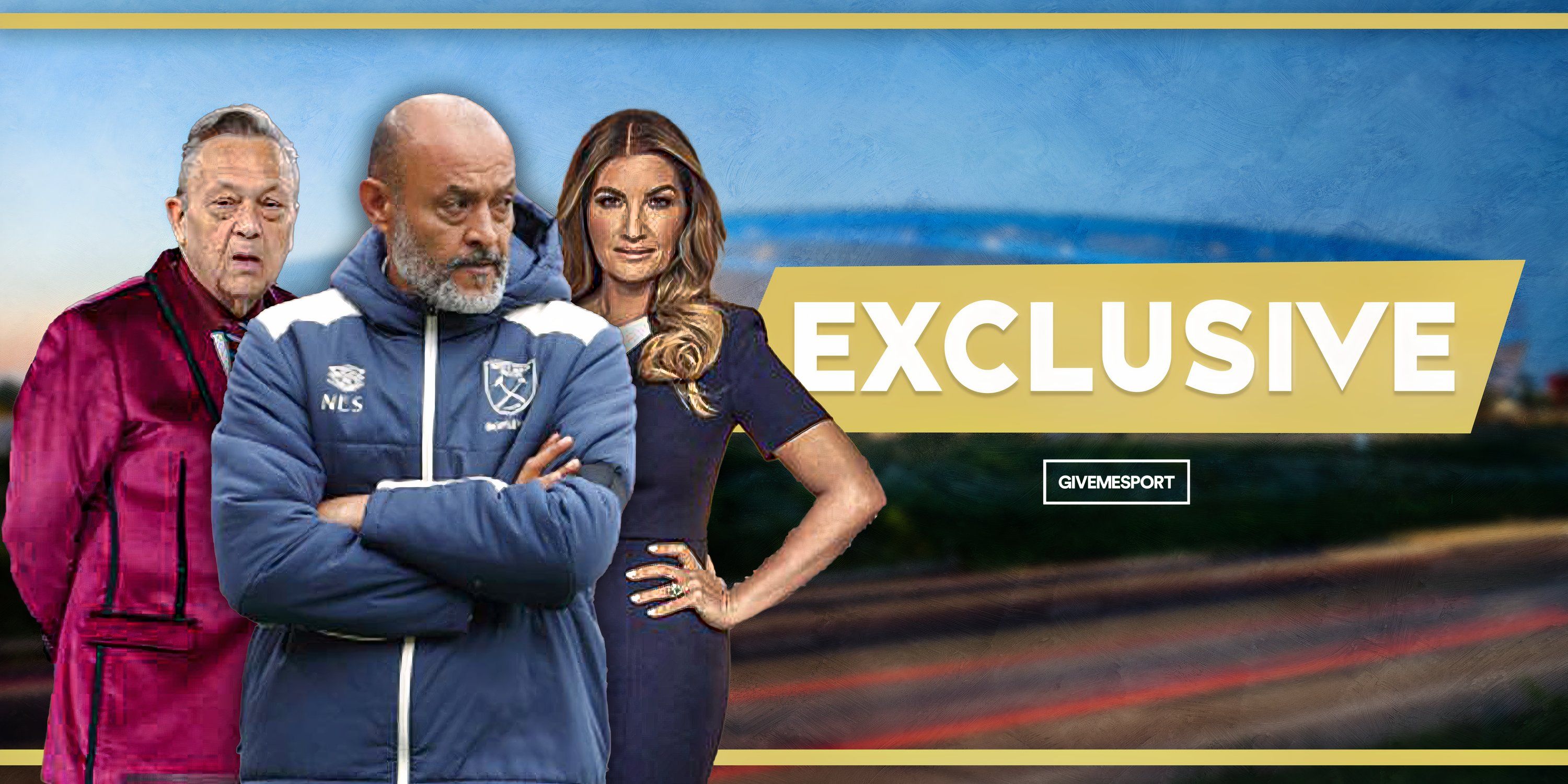 West Ham United co-owner David Sullivan, head coach Nuno Espirito Santo and vice-chair Karren Brady