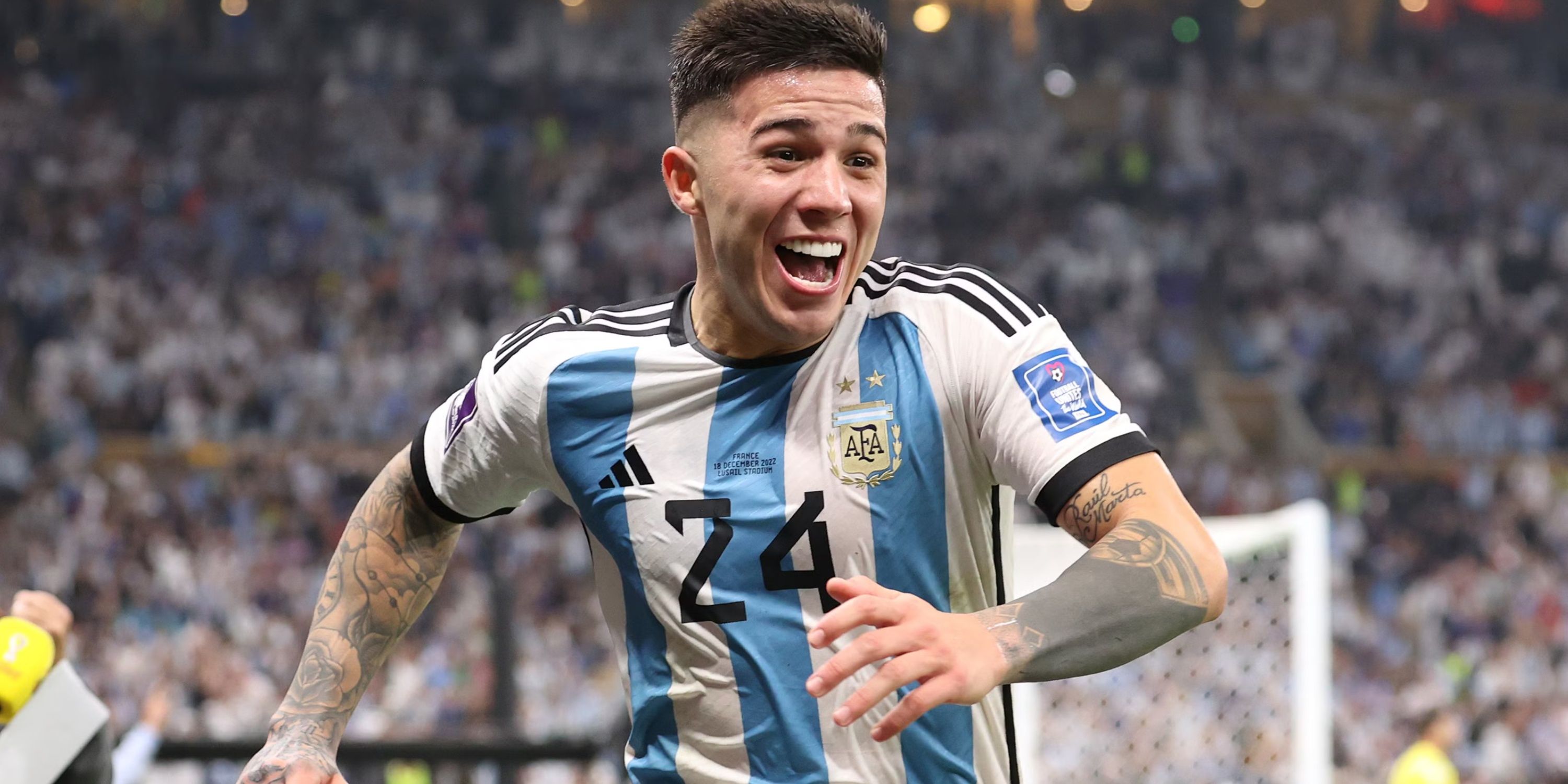 Argentina midfielder Enzo Fernandez celebrates