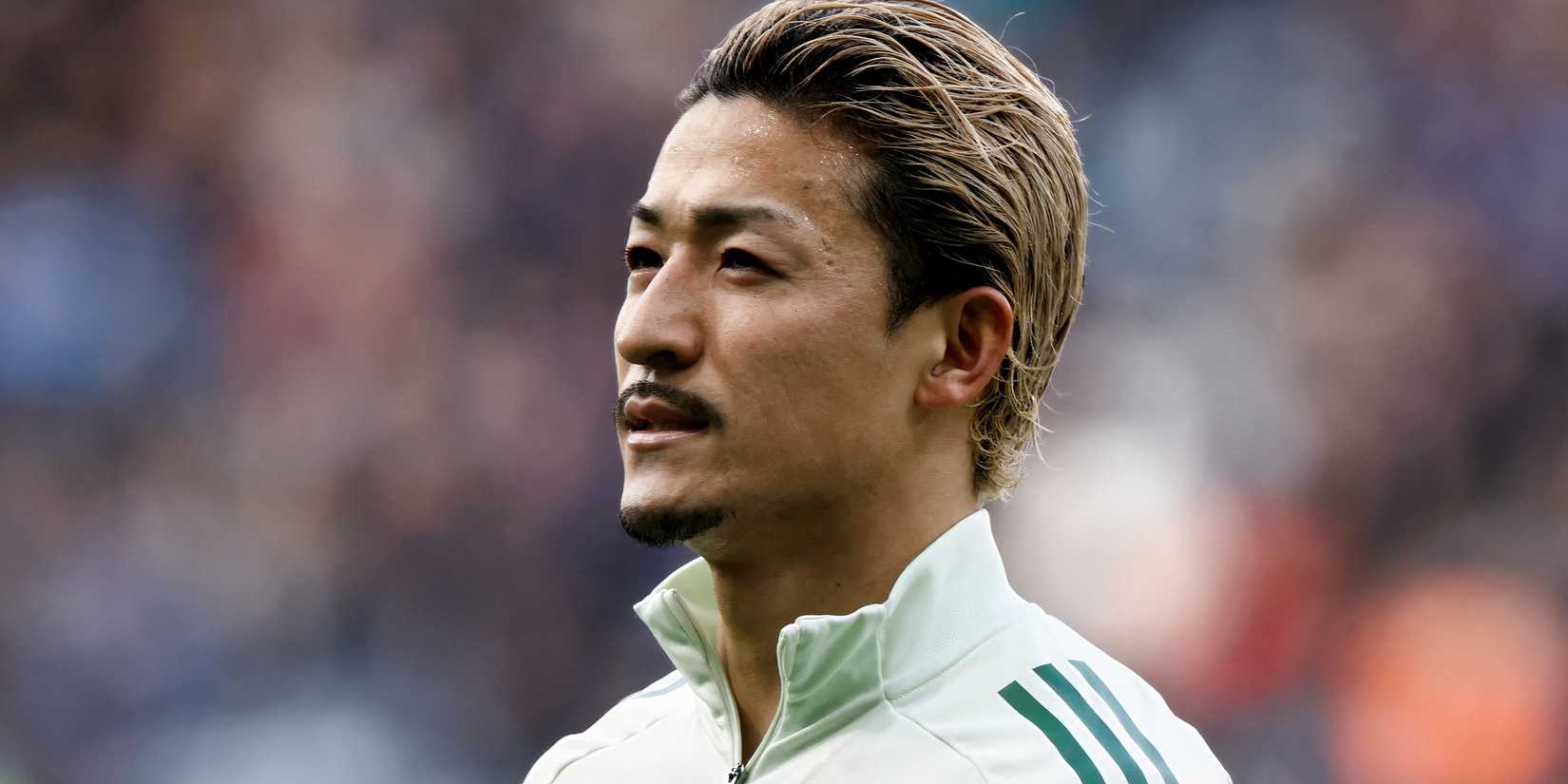 Celtic striker Daizen Maeda looks focused