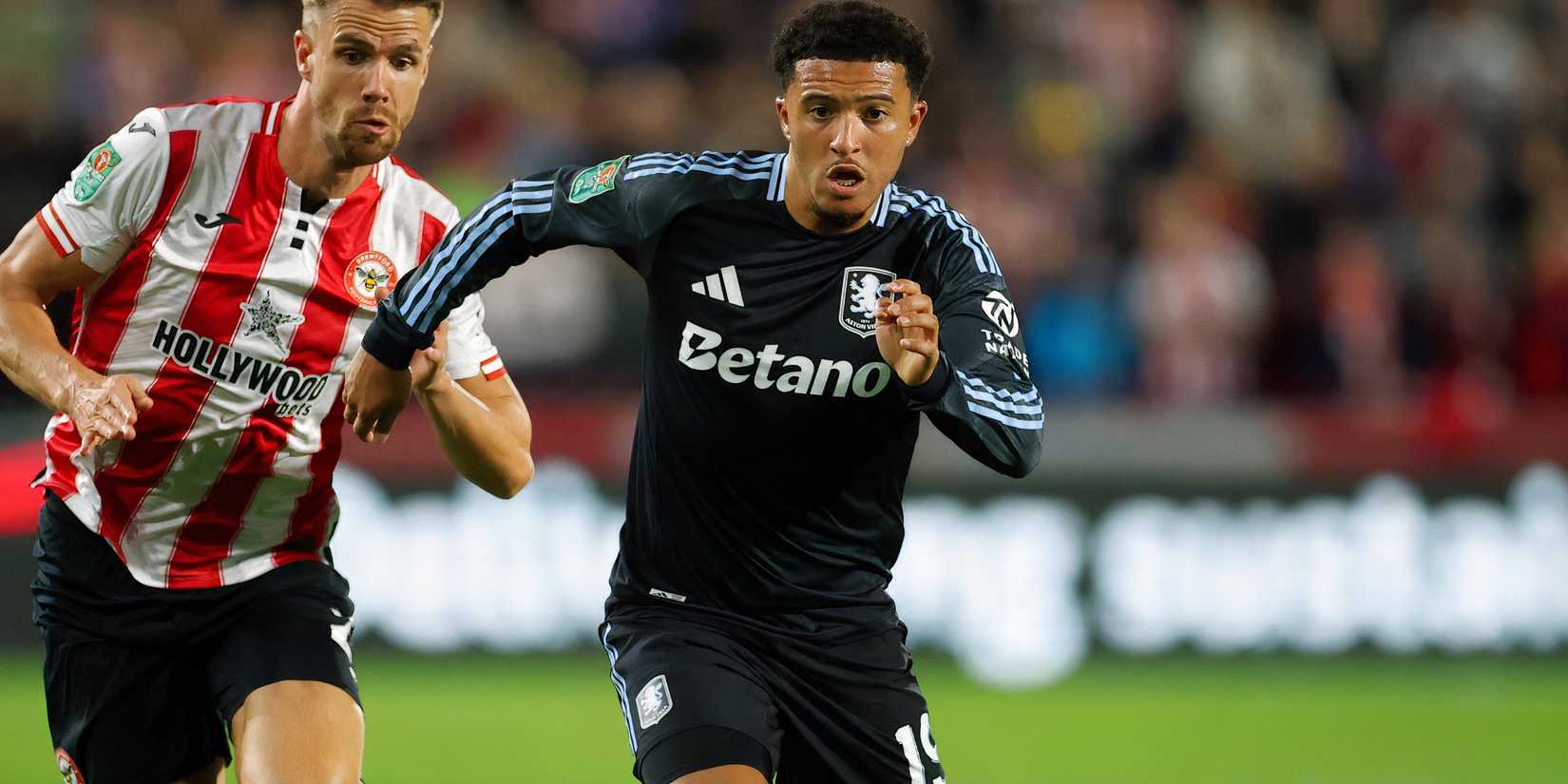 Jadon Sancho in Action for Aston Villa vs Brentford