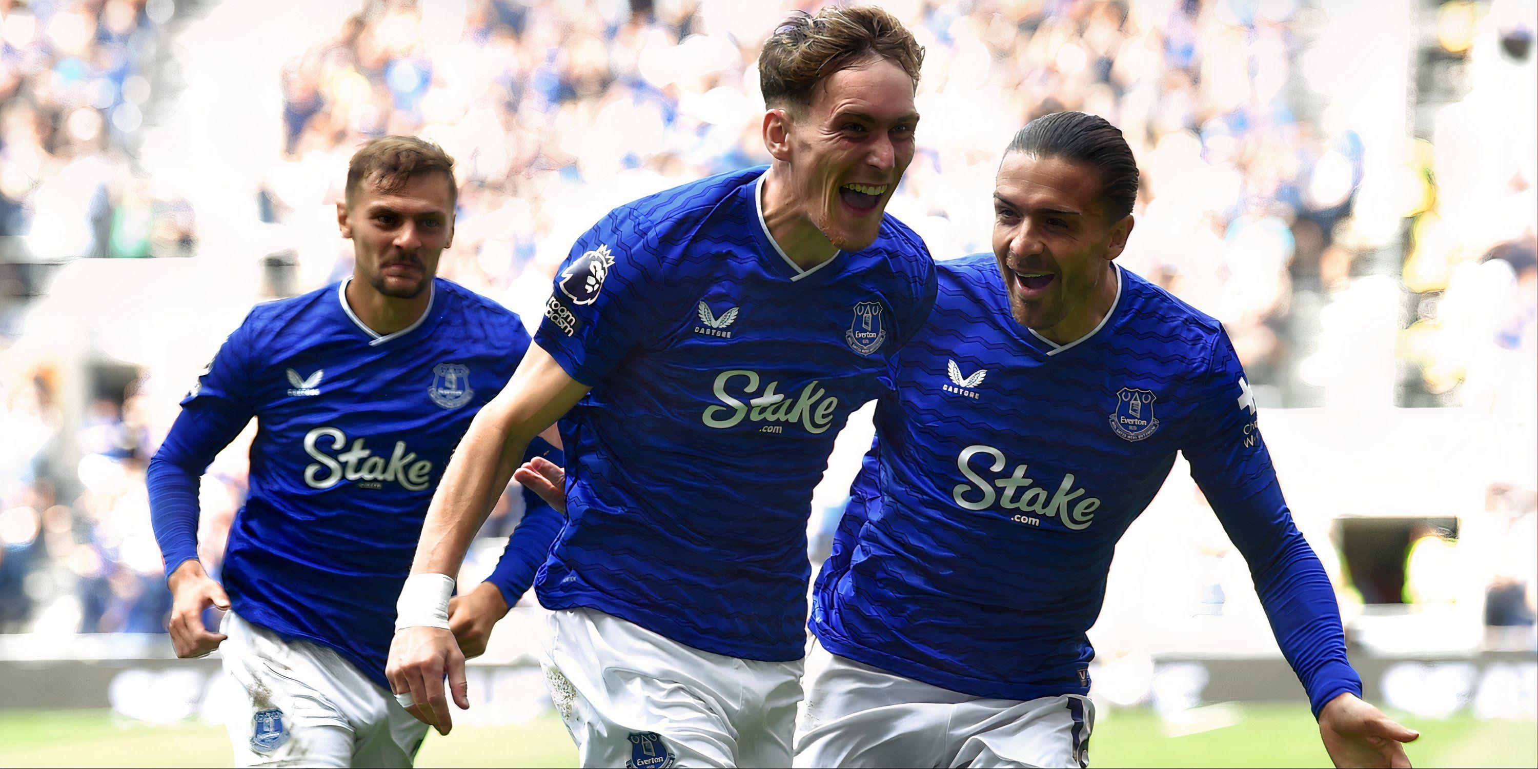 James Garner celebrates scoring for Everton