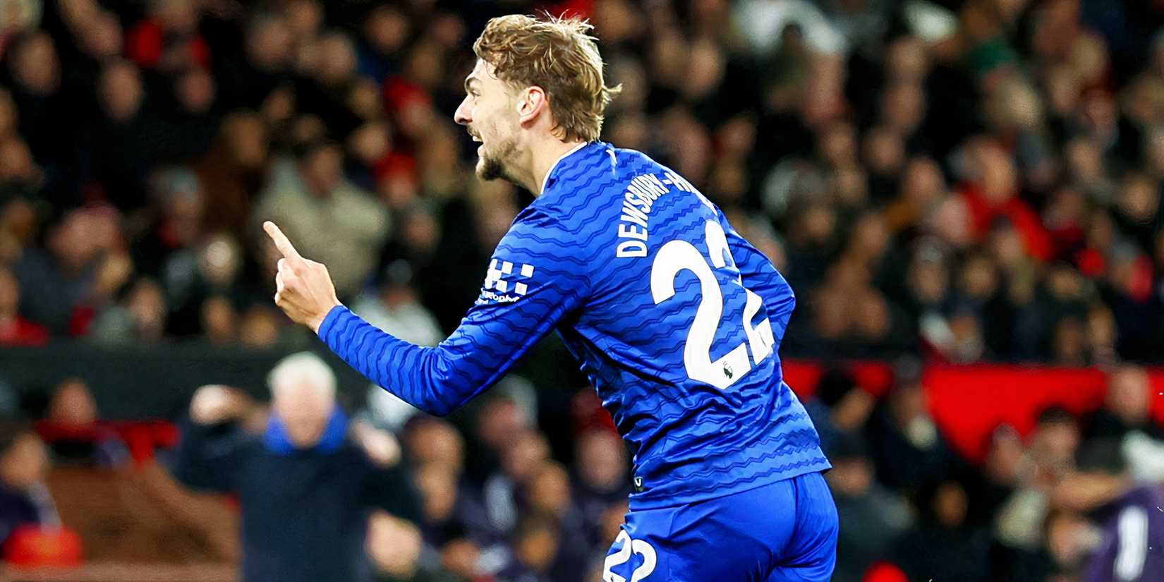 Kiernan Dewsbury-Hall celebrates scoring against Man United