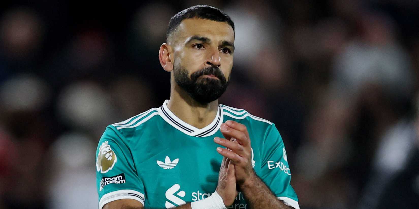 Liverpool forward Mohamed Salah looks dejected