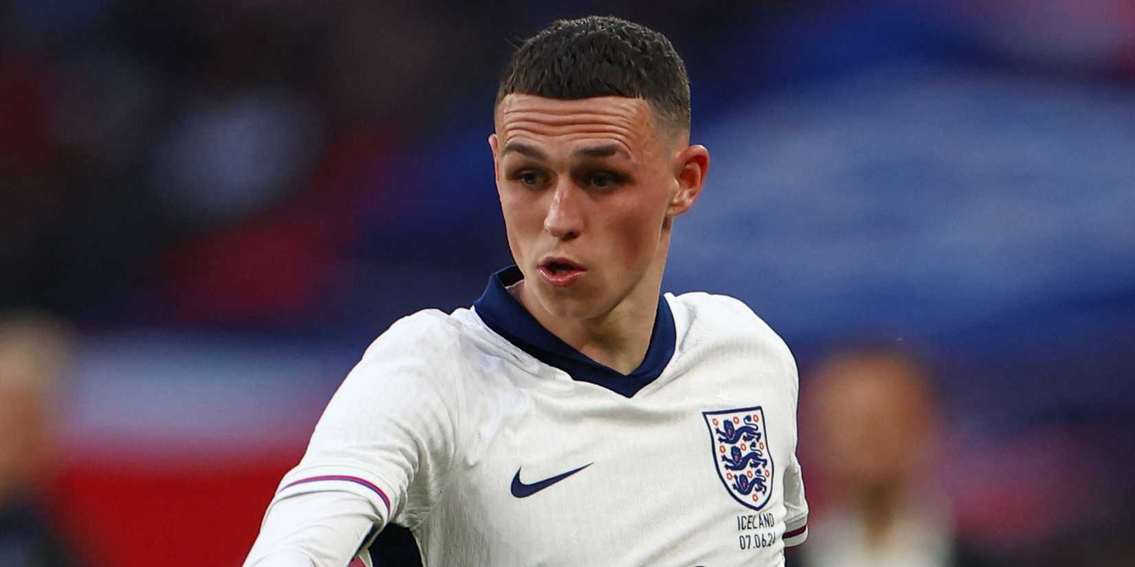 England's Phil Foden playing against Iceland.