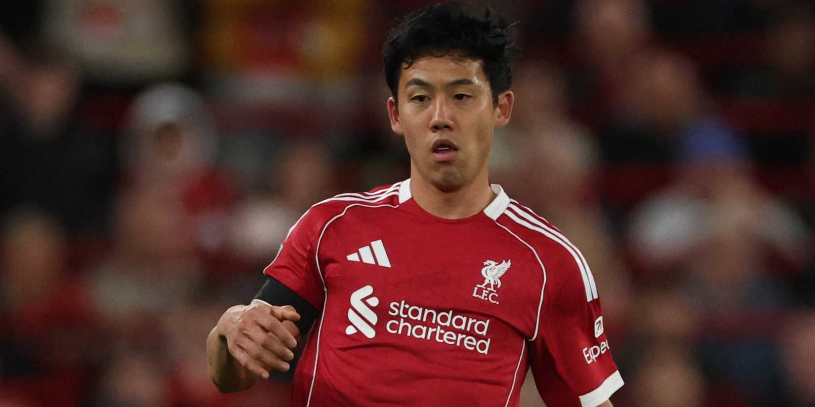 Wataru Endo playing for Liverpool against Southampton.