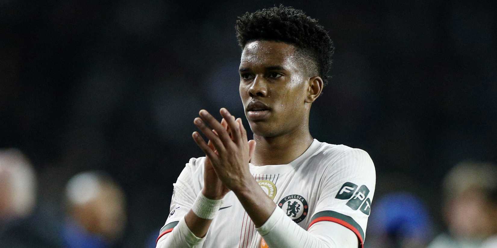Chelsea's Estevao applauds fans.