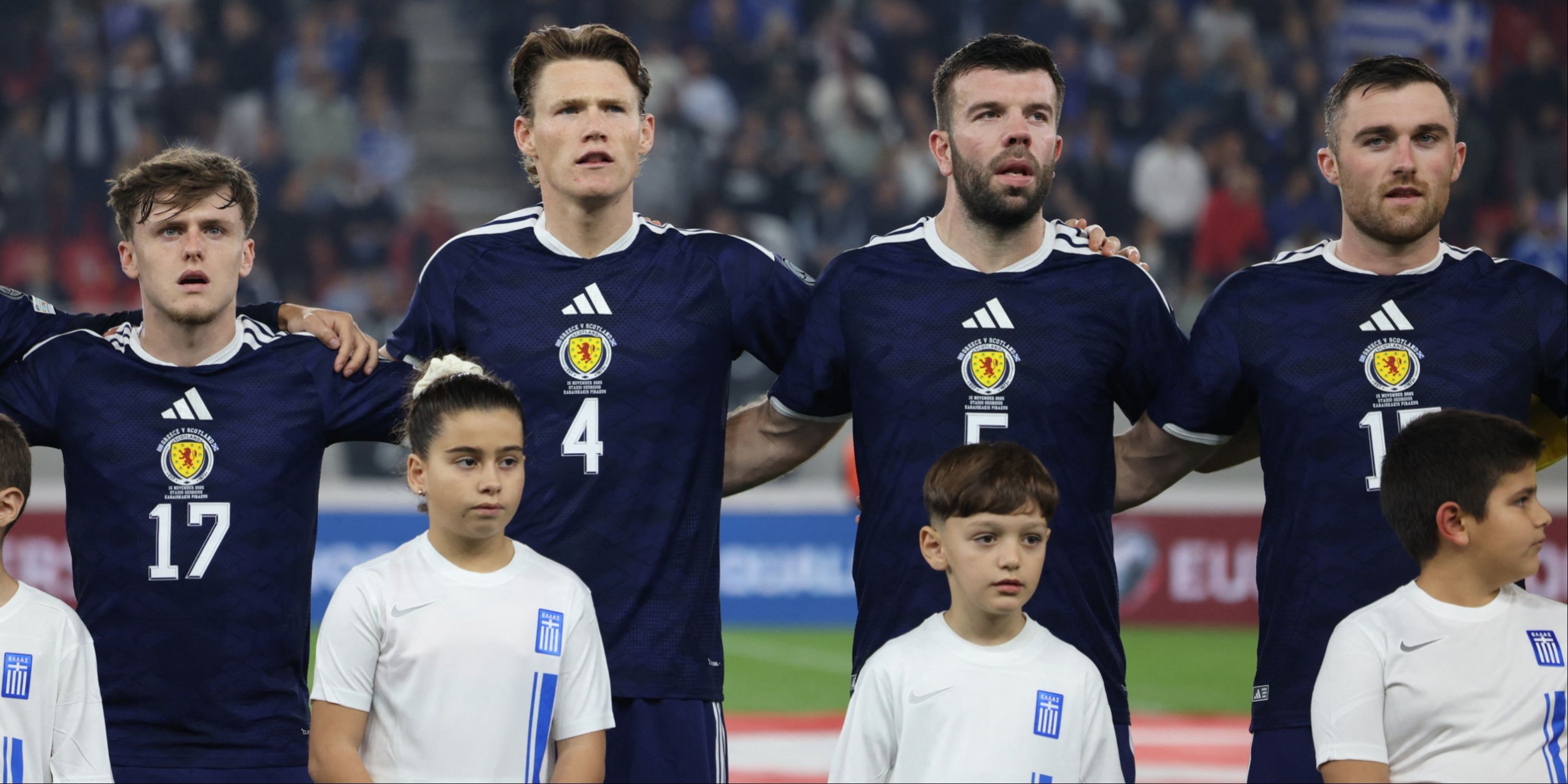 Ben Doak, Scott McTominay, Grant Hanley, John Souttar line up for Scotland