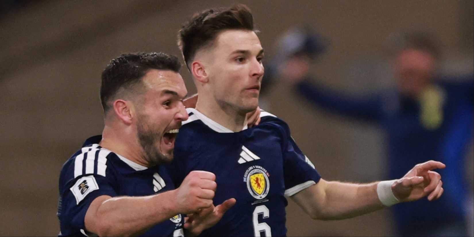 John McGinn and Kieran Tierney of Scotland